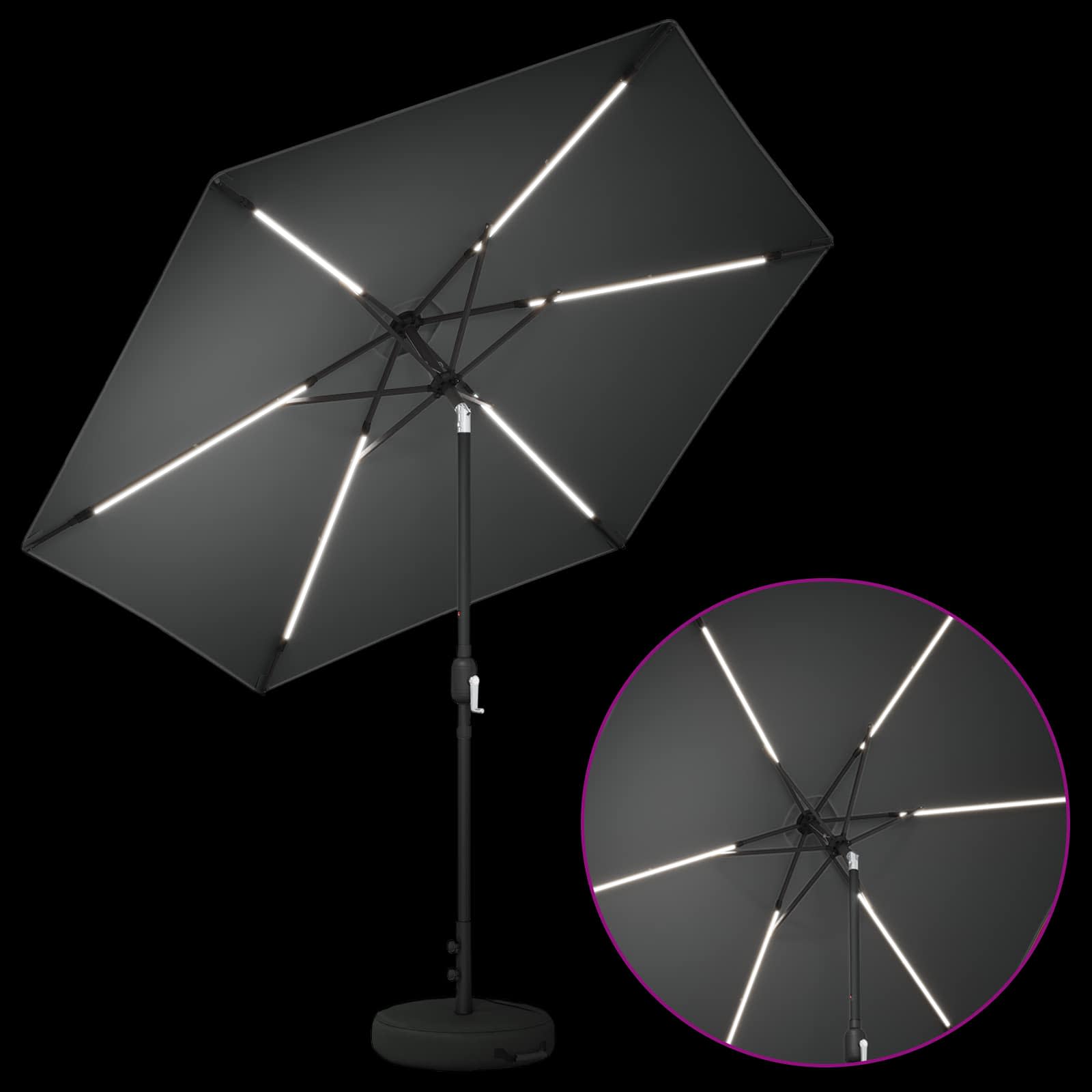 Suncobran za vrt s LED svjetlima i postoljem 270 x 270 cm