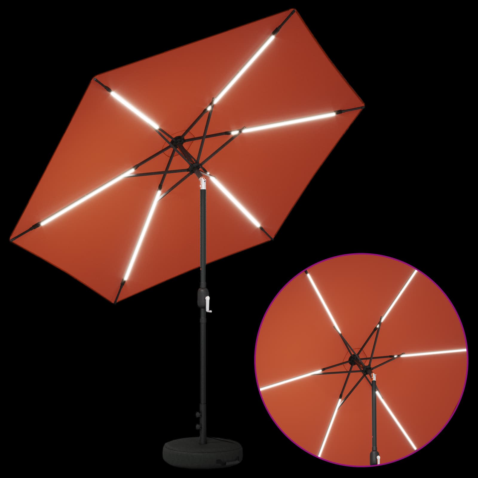 Suncobran za vrt s LED svjetlima i postoljem 270 x 270 cm