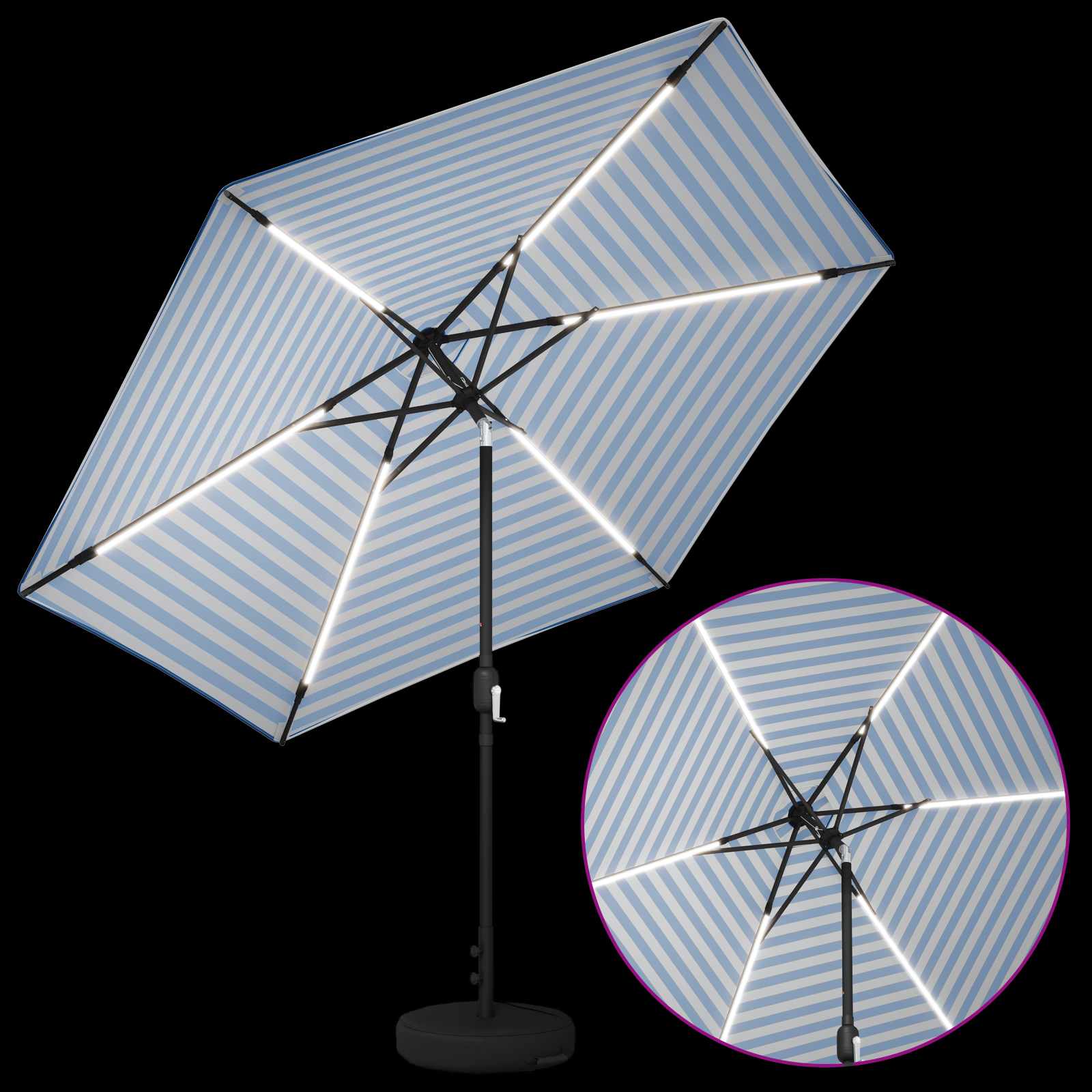 Suncobran za vrt s LED svjetlima i postoljem 300 x 300 cm
