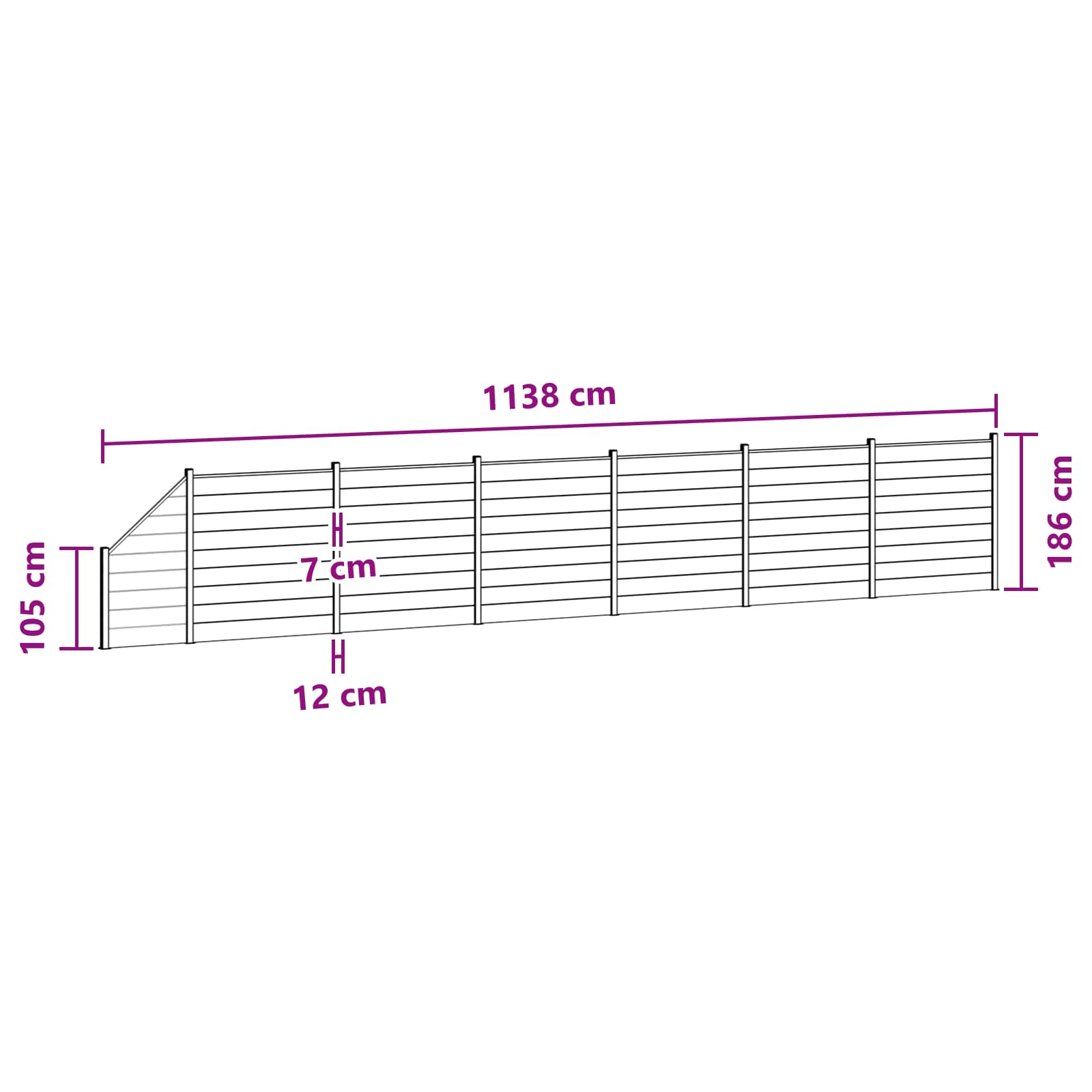 Panel ograde 7 pcs WPC i aluminij Smeđa