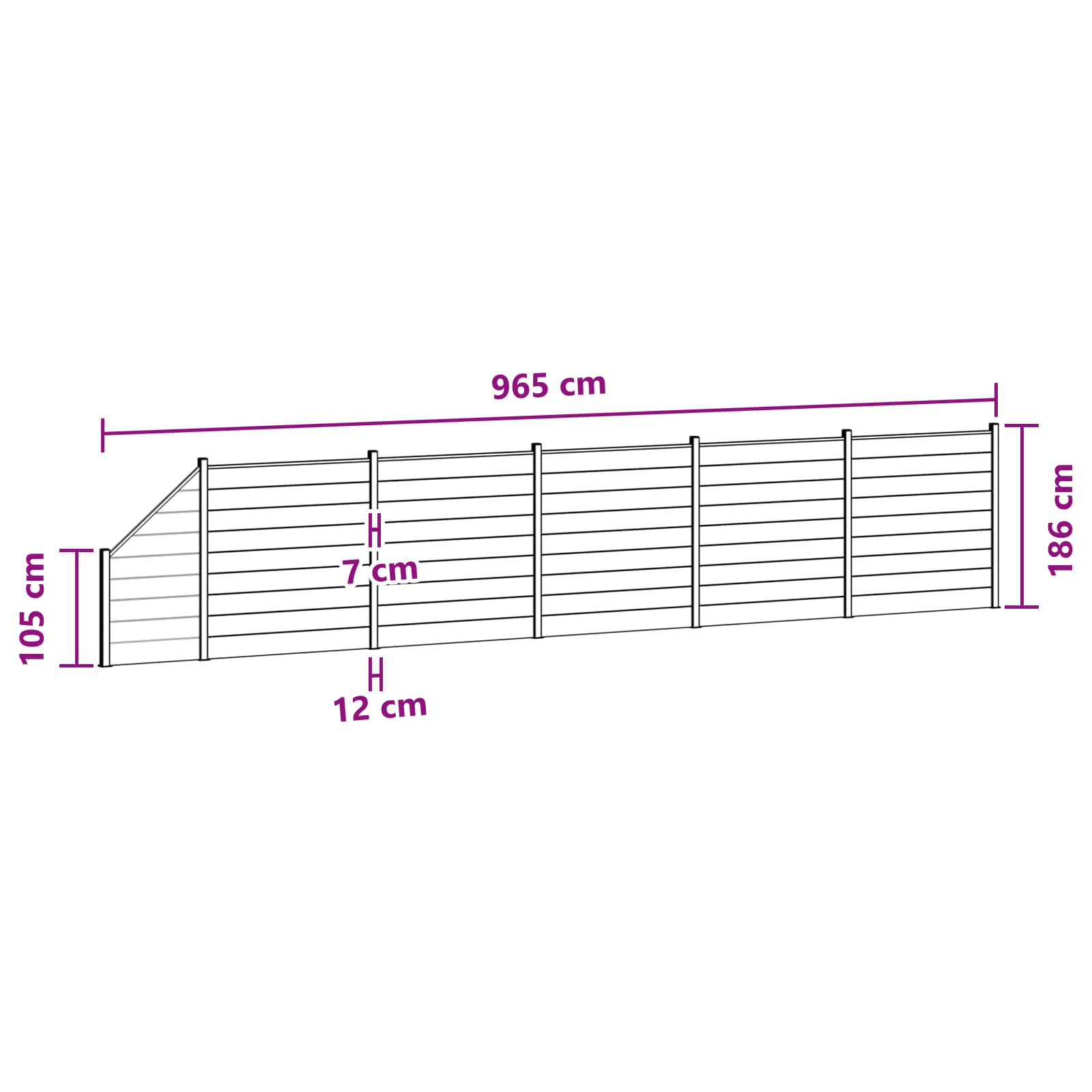 Panel ograde 6 pcs WPC i aluminij Siva