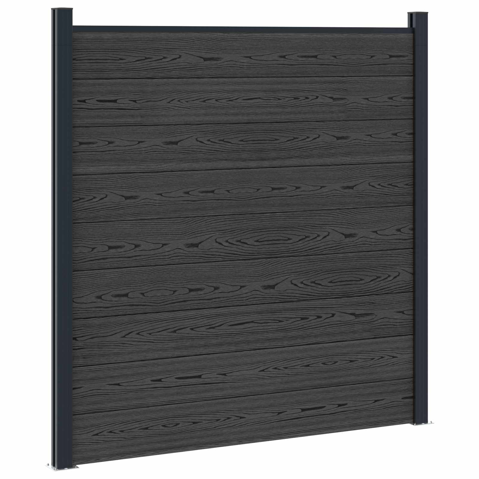 Panel ograde 10 pcs WPC i aluminij Crna