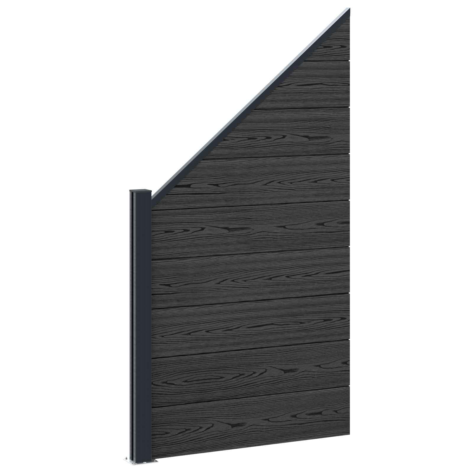Panel ograde 6 pcs WPC i aluminij Crna