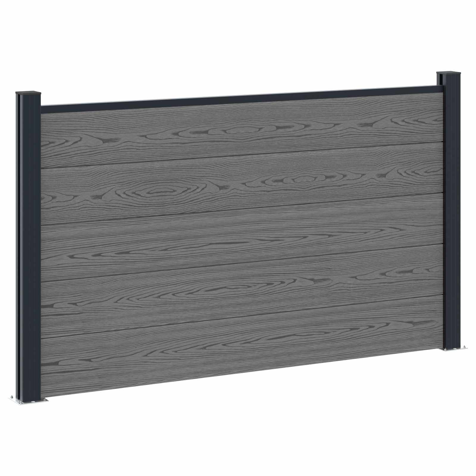 Panel ograde 2 pcs WPC i aluminij Siva