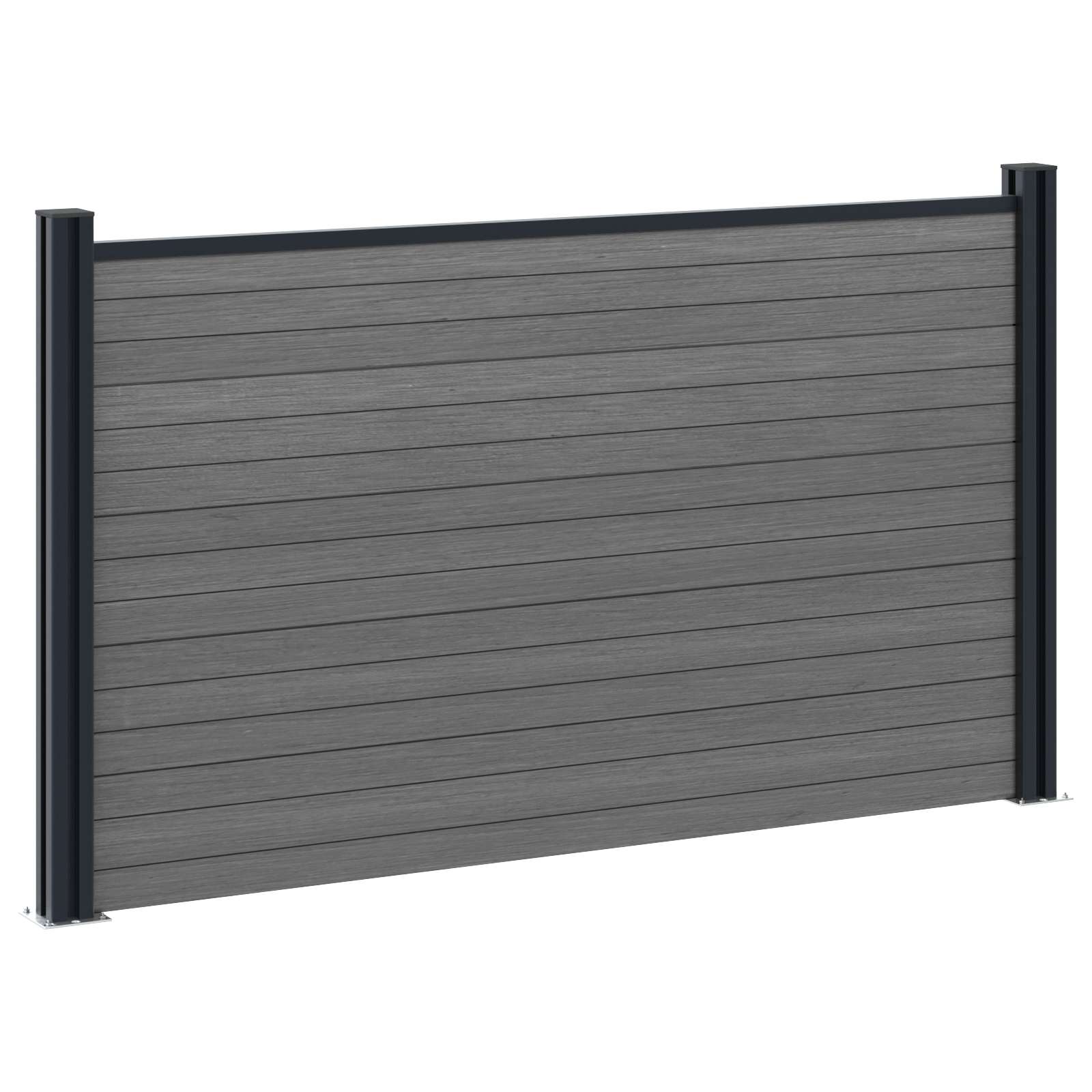 Panel ograde 5 pcs WPC i aluminij Siva