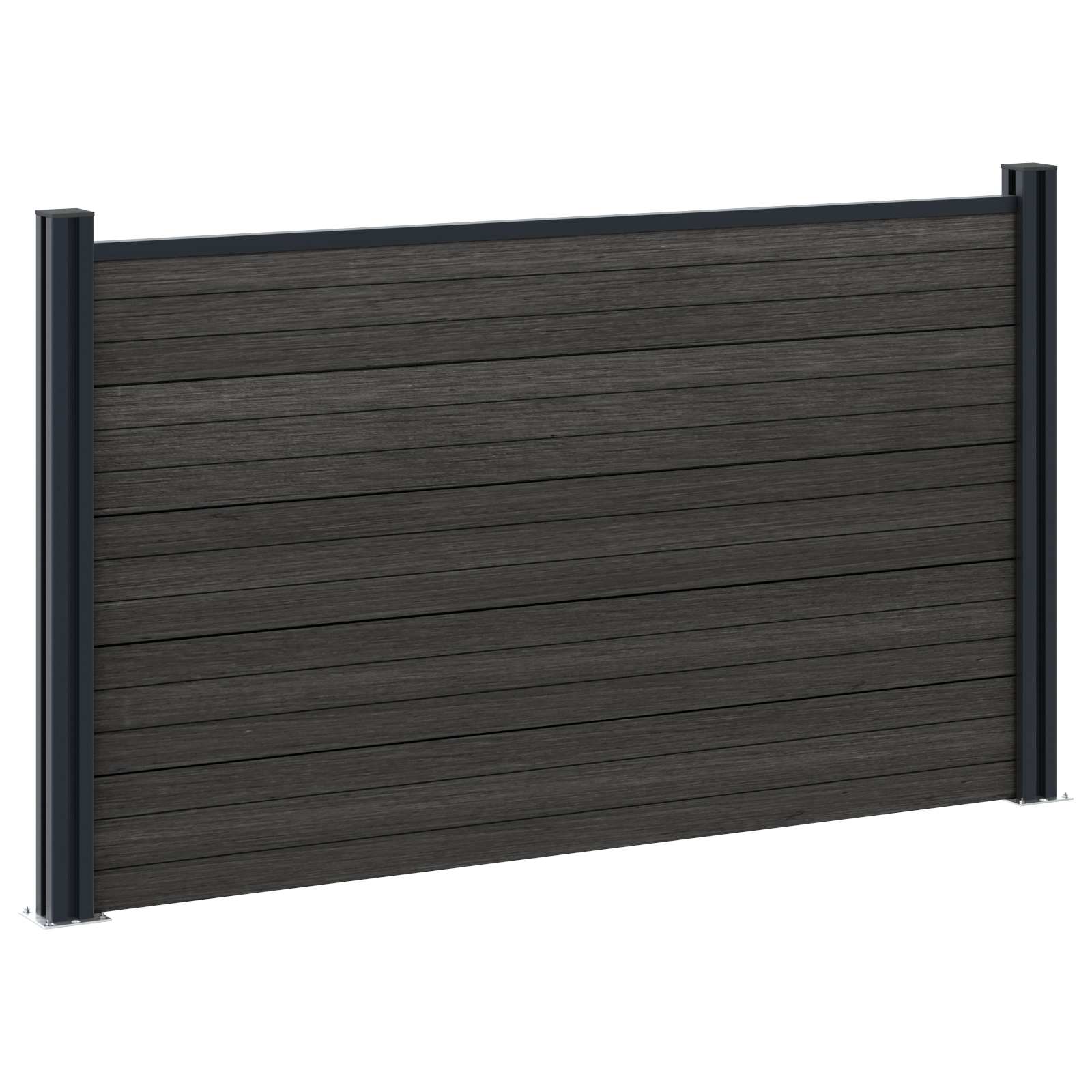 Panel ograde 4 pcs WPC i aluminij Crna