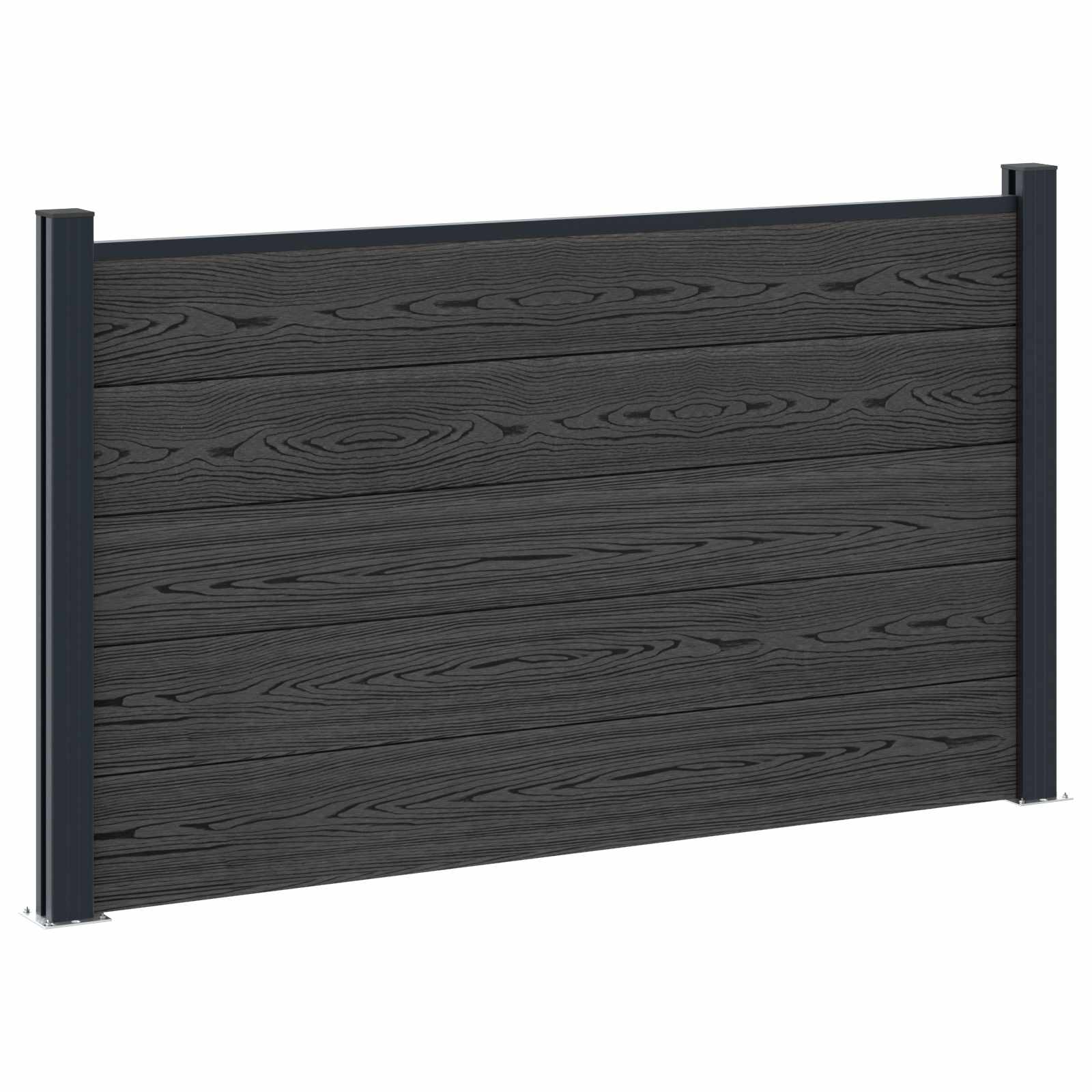 Panel ograde 9 pcs WPC i aluminij Crna