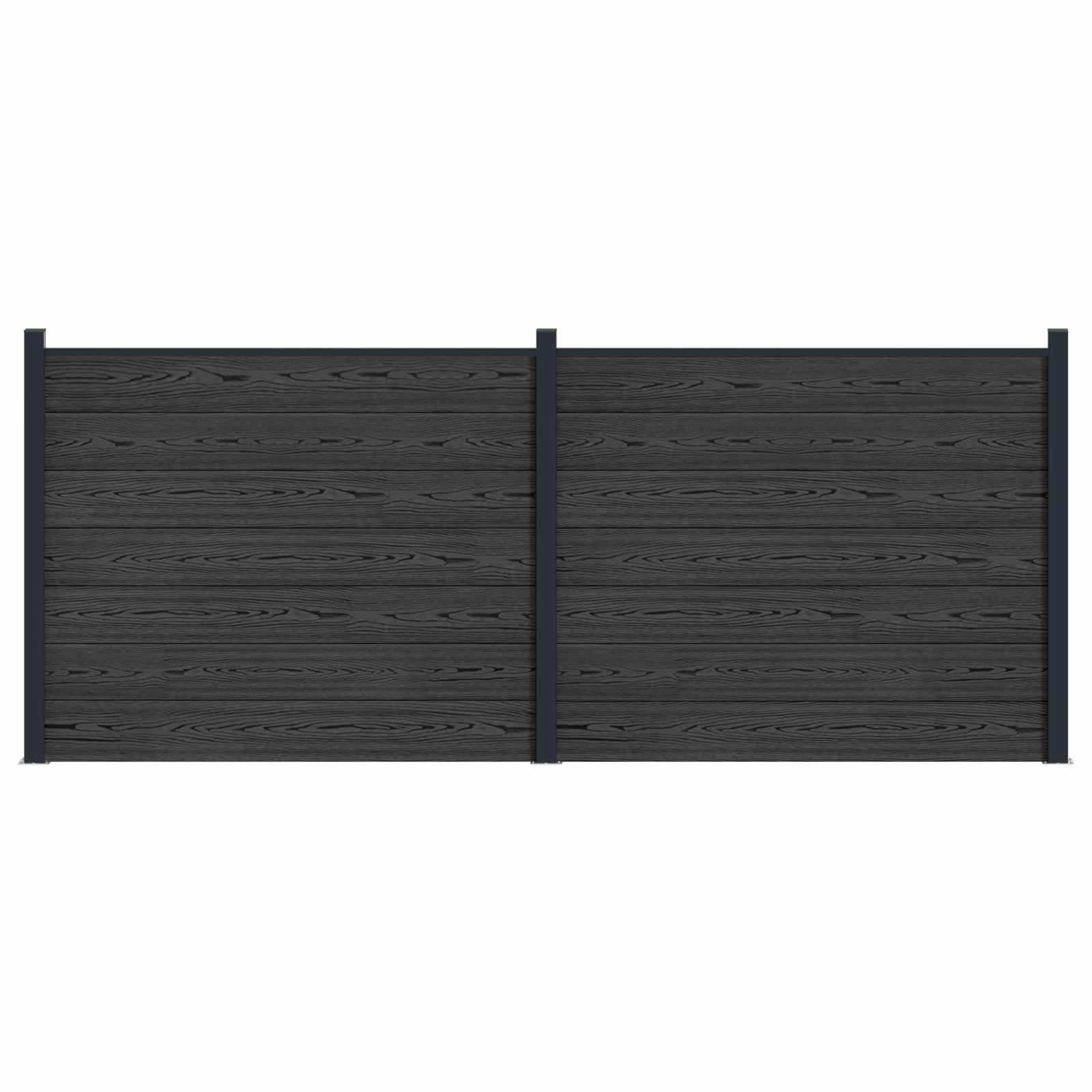 Panel ograde 2 pcs WPC i aluminij Crna