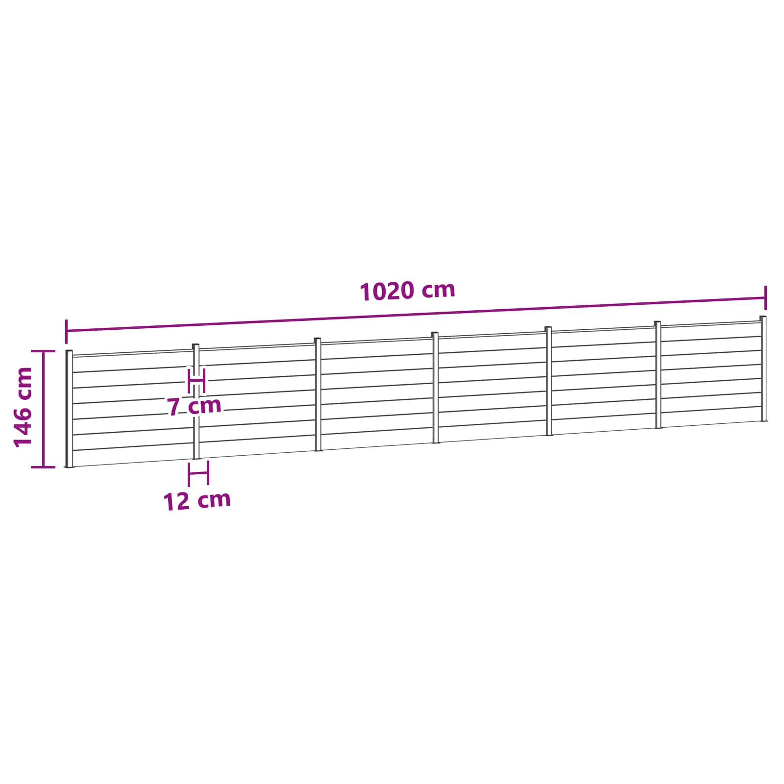 Panel ograde 6 pcs WPC i aluminij Crna
