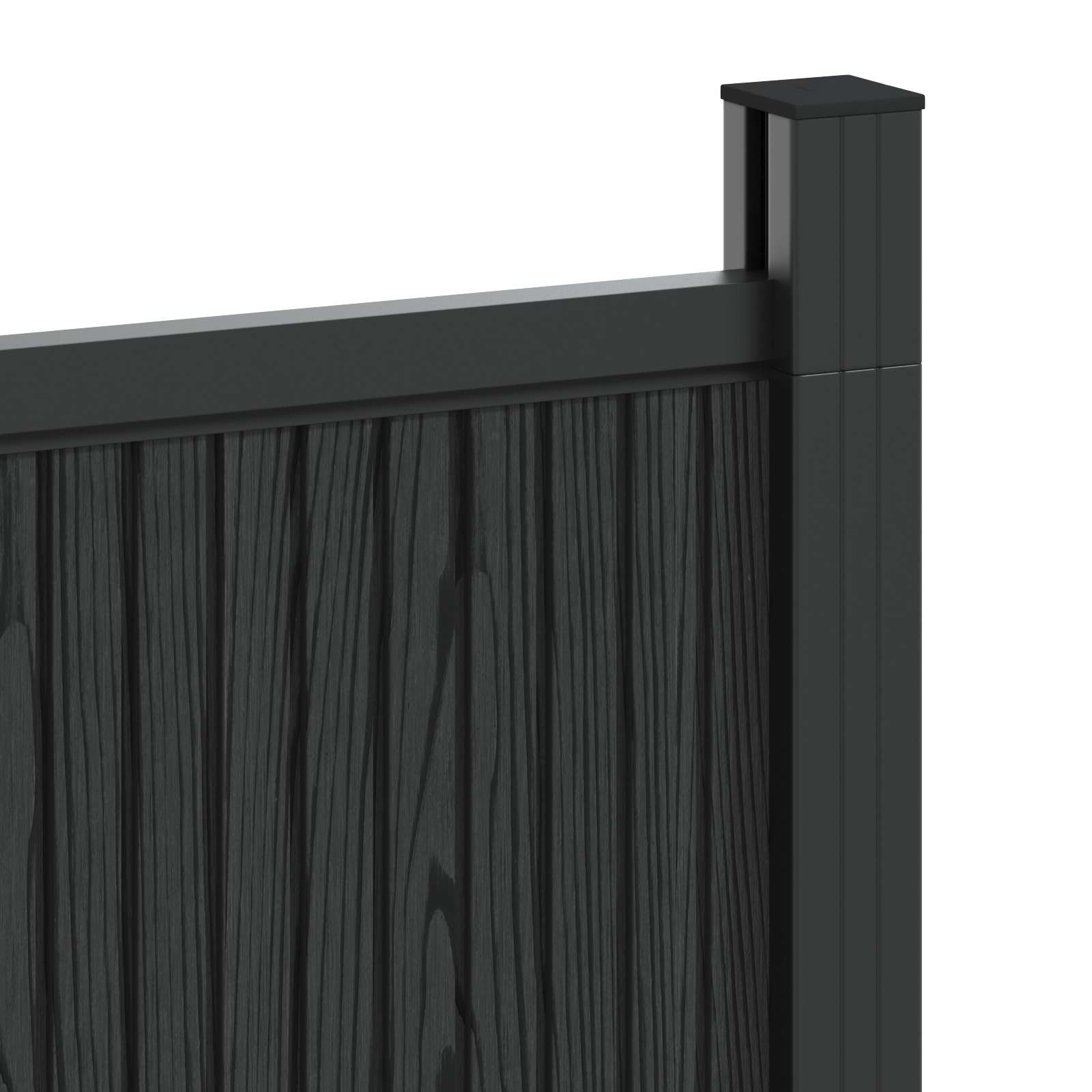 Panel ograde 2 pcs WPC i aluminij Crna