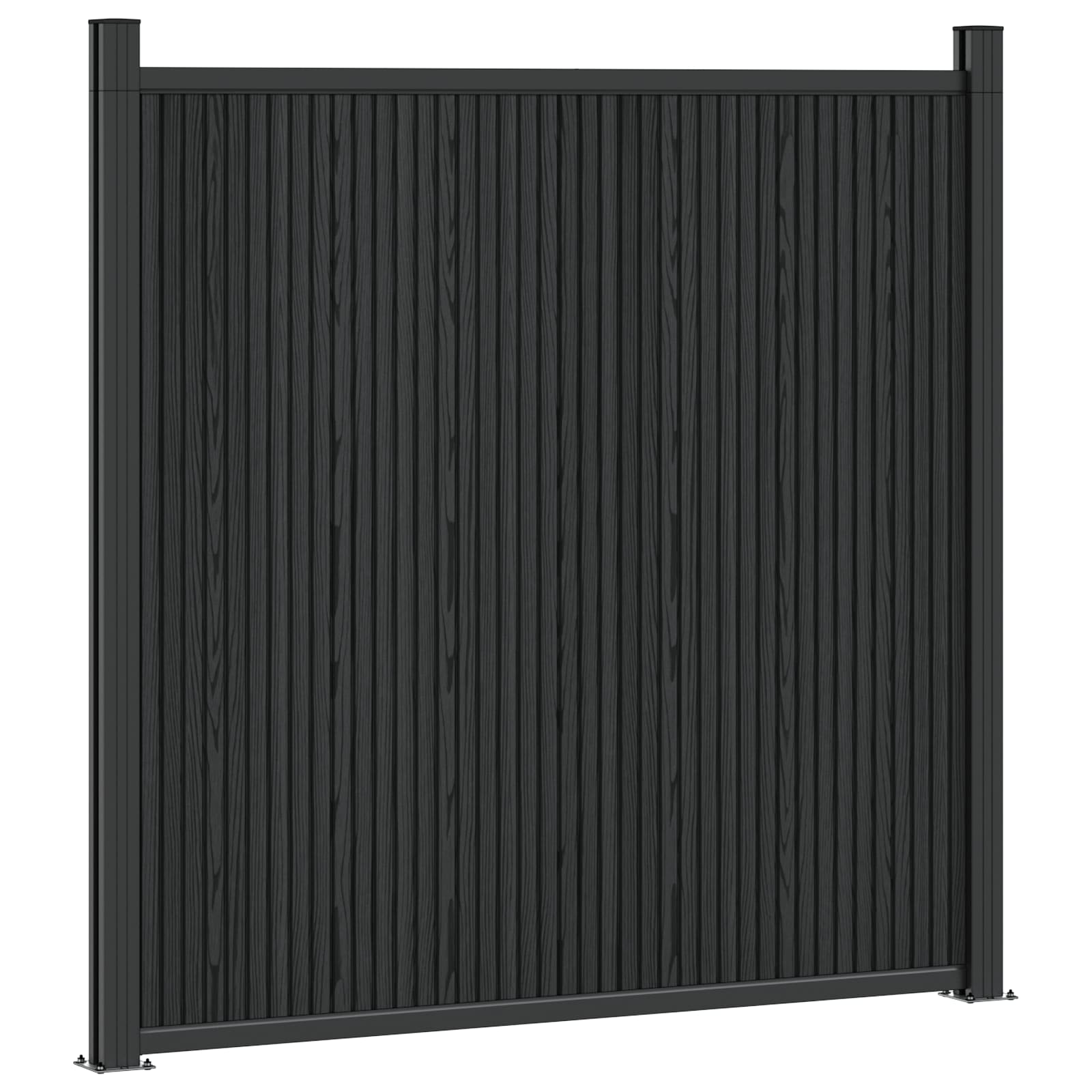 Panel ograde 2 pcs WPC i aluminij Crna