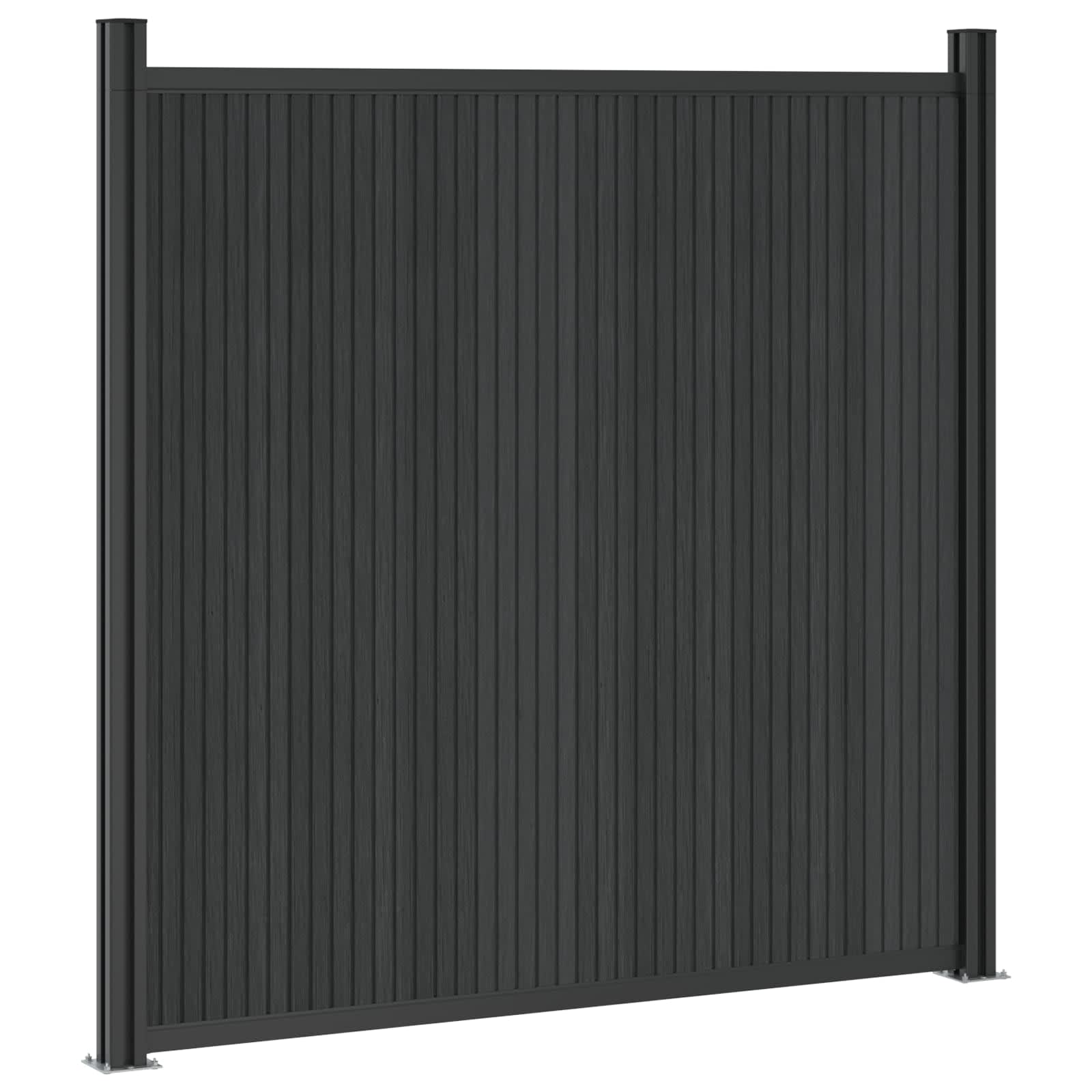 Panel ograde 2 pcs WPC i aluminij Crna