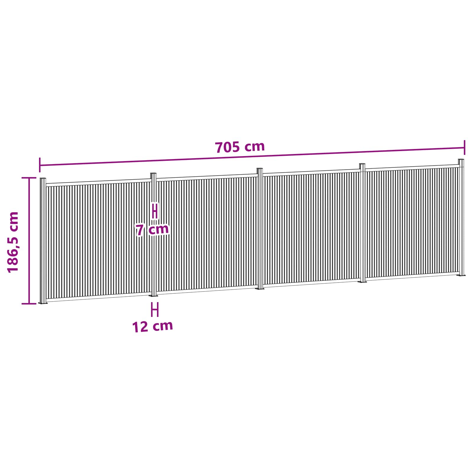 Panel ograde 4 pcs WPC i aluminij Crna