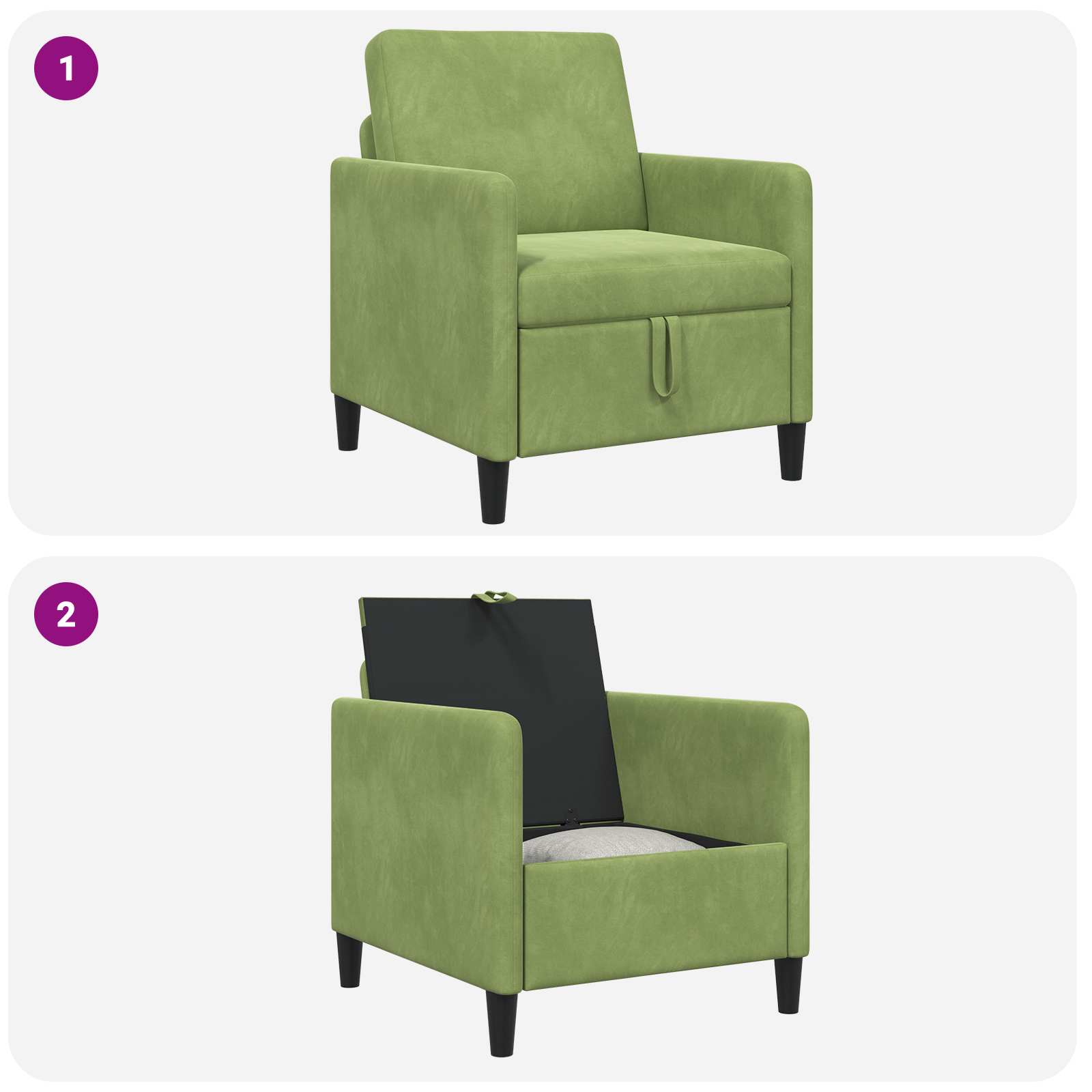 Sofa s pohranom Svijetlo zelena 72 x 78 x 87 cm Poliester