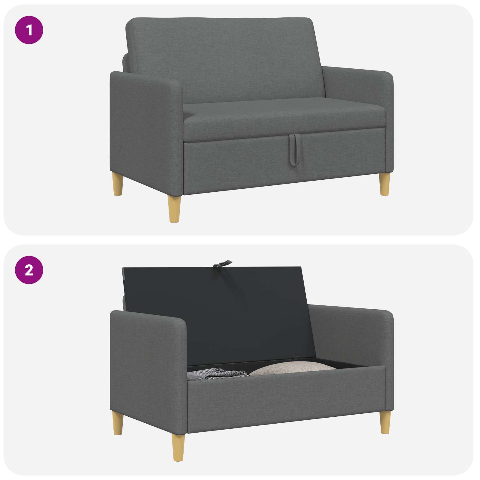 Sofa s pohranom Tamnosiva 122 x 78 x 87 cm Poliester