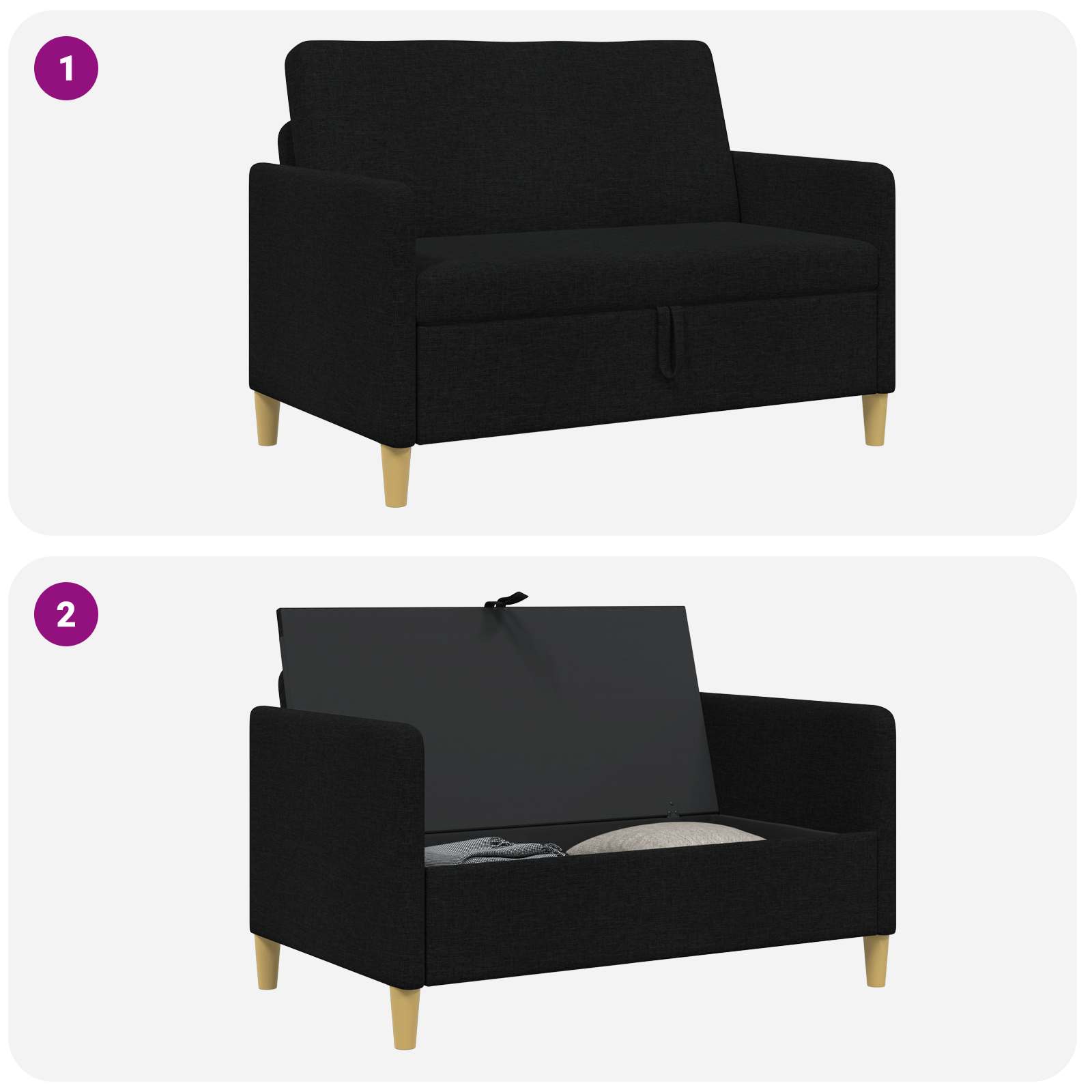 Sofa s pohranom Crna 122 x 78 x 87 cm Poliester