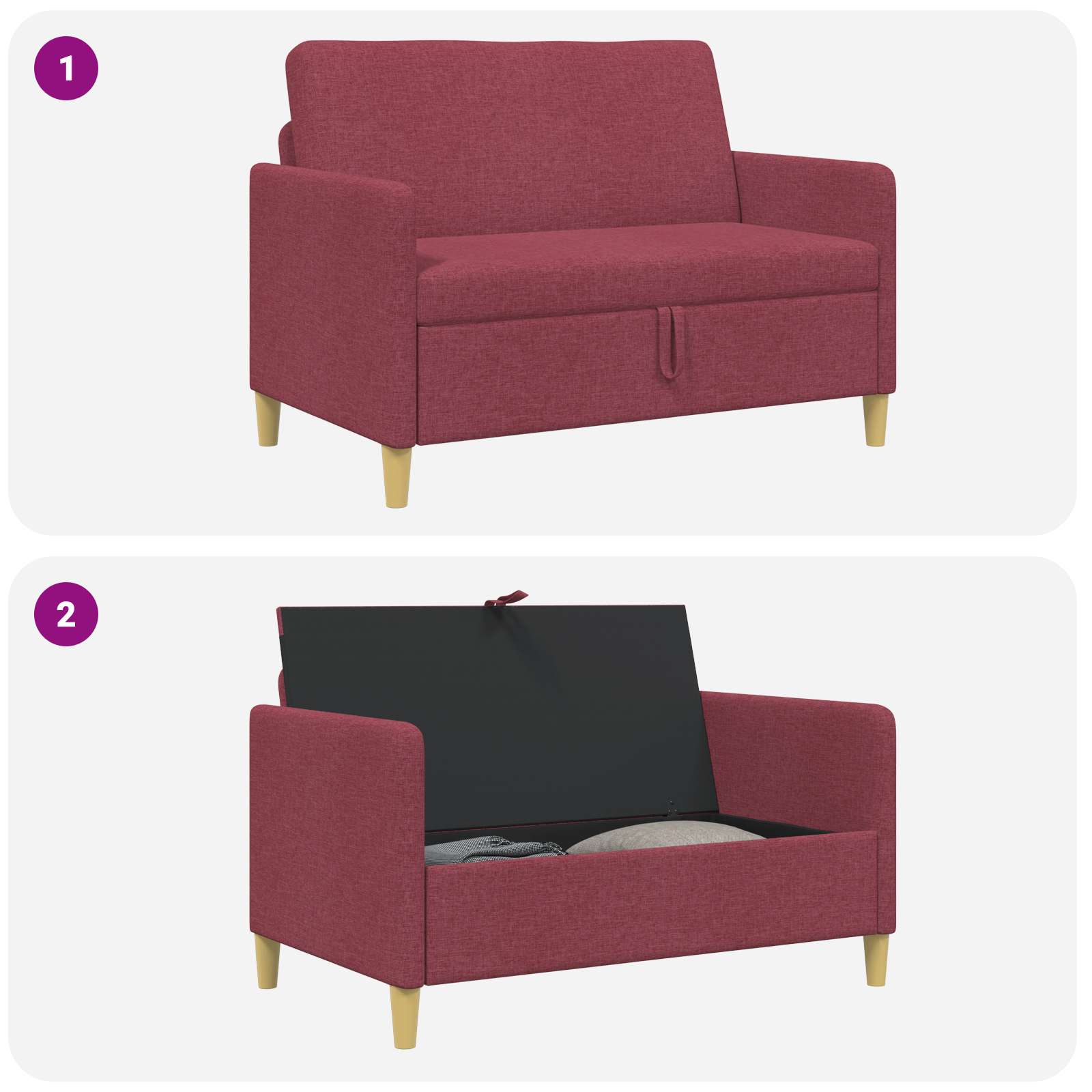 Sofa s pohranom Vinska crvena 122 x 78 x 87 cm Poliester