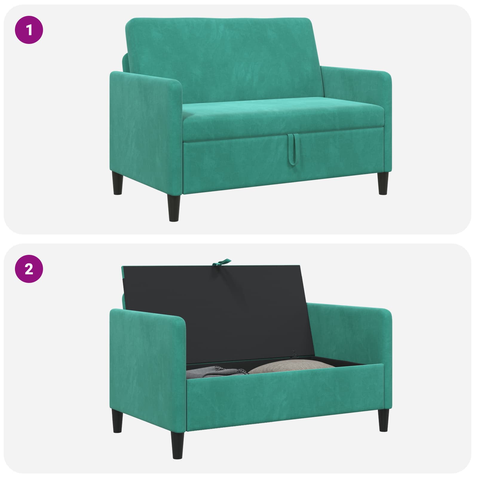 Sofa s pohranom Tirkizna 122 x 78 x 87 cm Poliester