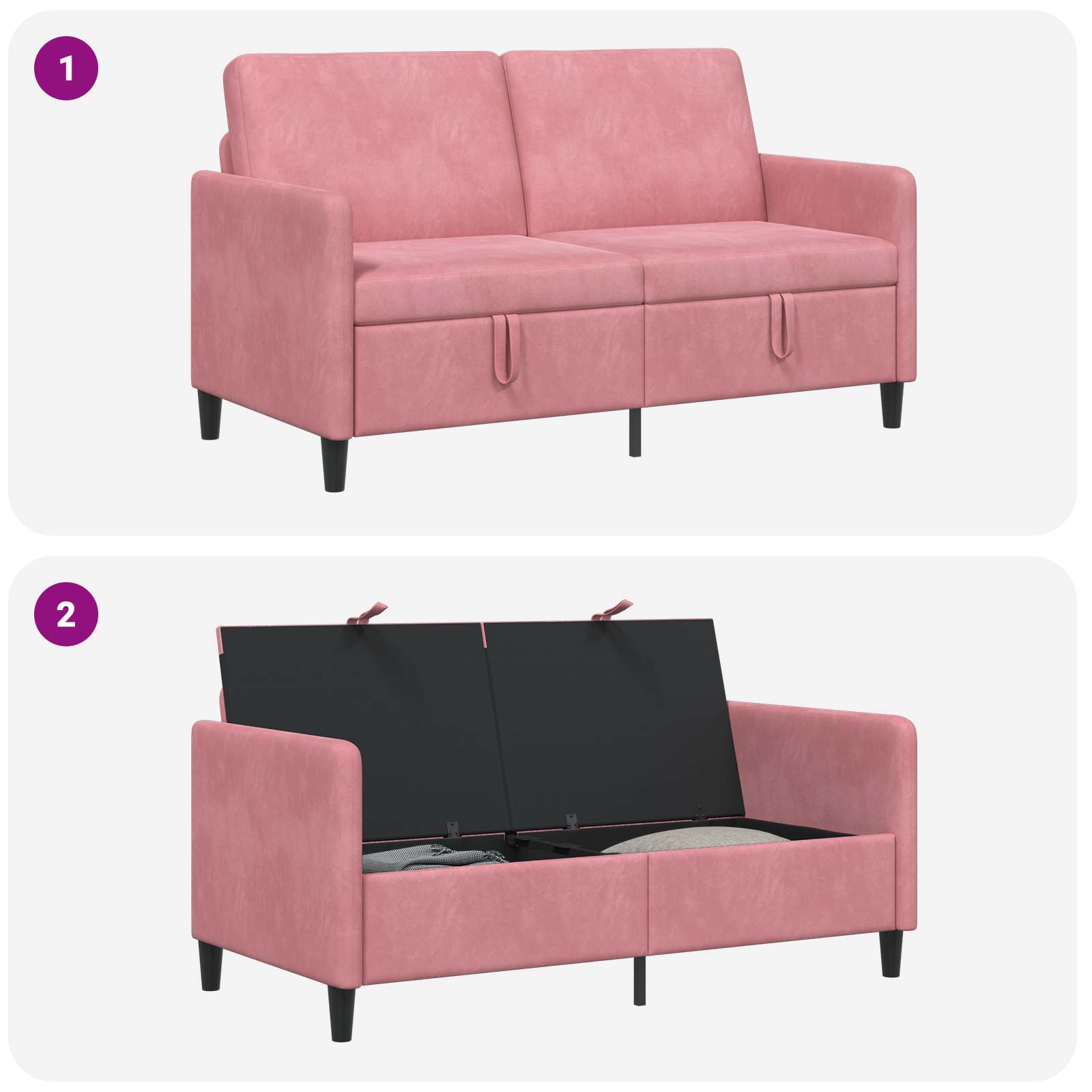 Sofa s pohranom Ružičasta 152 x 78 x 87 cm Poliester