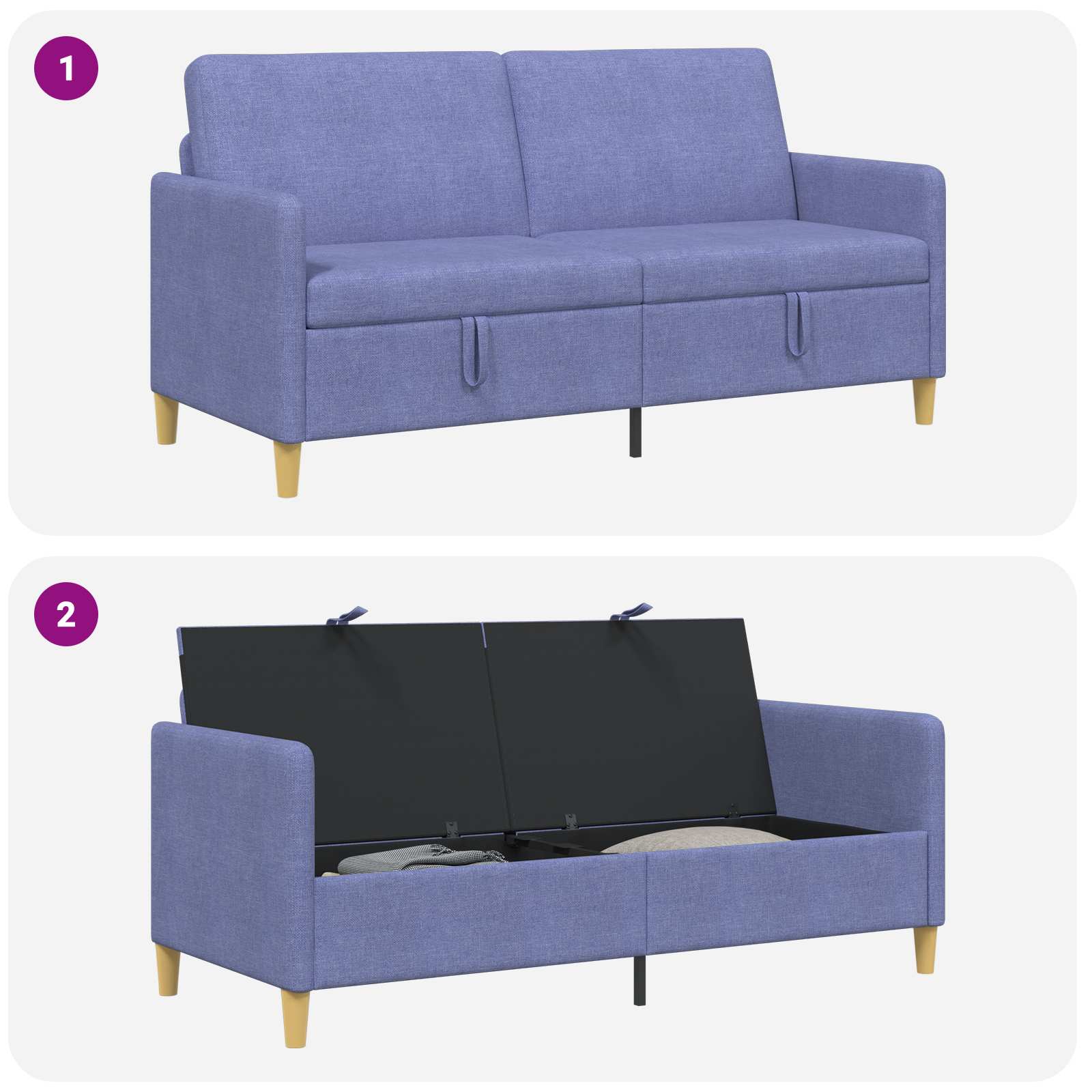 Sofa s pohranom Traper plava 172 x 78 x 87 cm Poliester