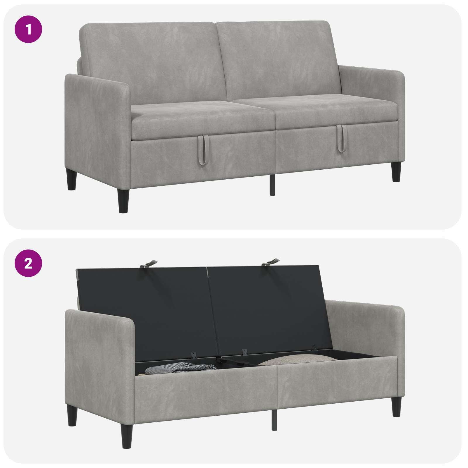 Sofa s pohranom Svjetlosiva 172 x 78 x 87 cm Poliester