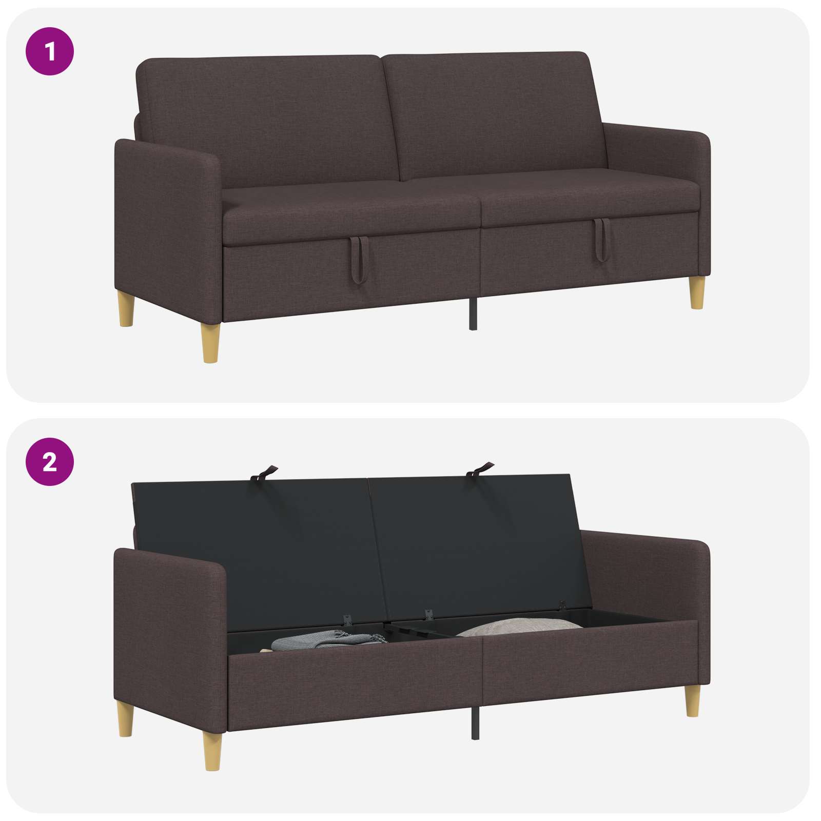 Sofa s pohranom Tamno smeđa 192 x 78 x 87 cm Poliester