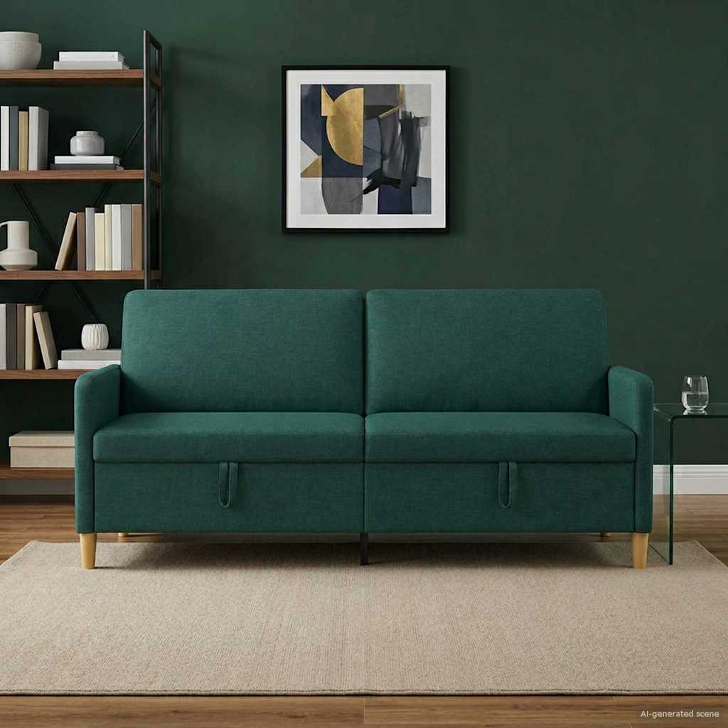 Sofa s pohranom Tamnozelena 192 x 78 x 87 cm Poliester