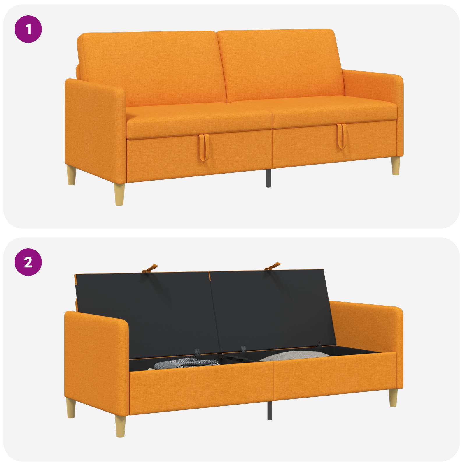 Sofa s pohranom Tamno žuta 192 x 78 x 87 cm Poliester