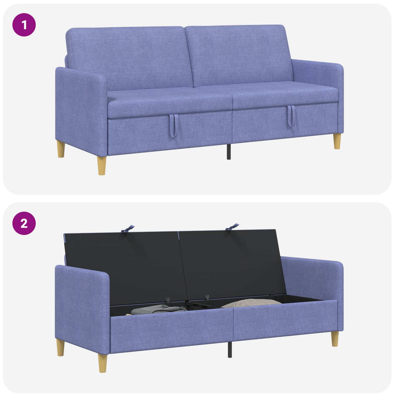 Sofa s pohranom Traper plava 192 x 78 x 87 cm Poliester