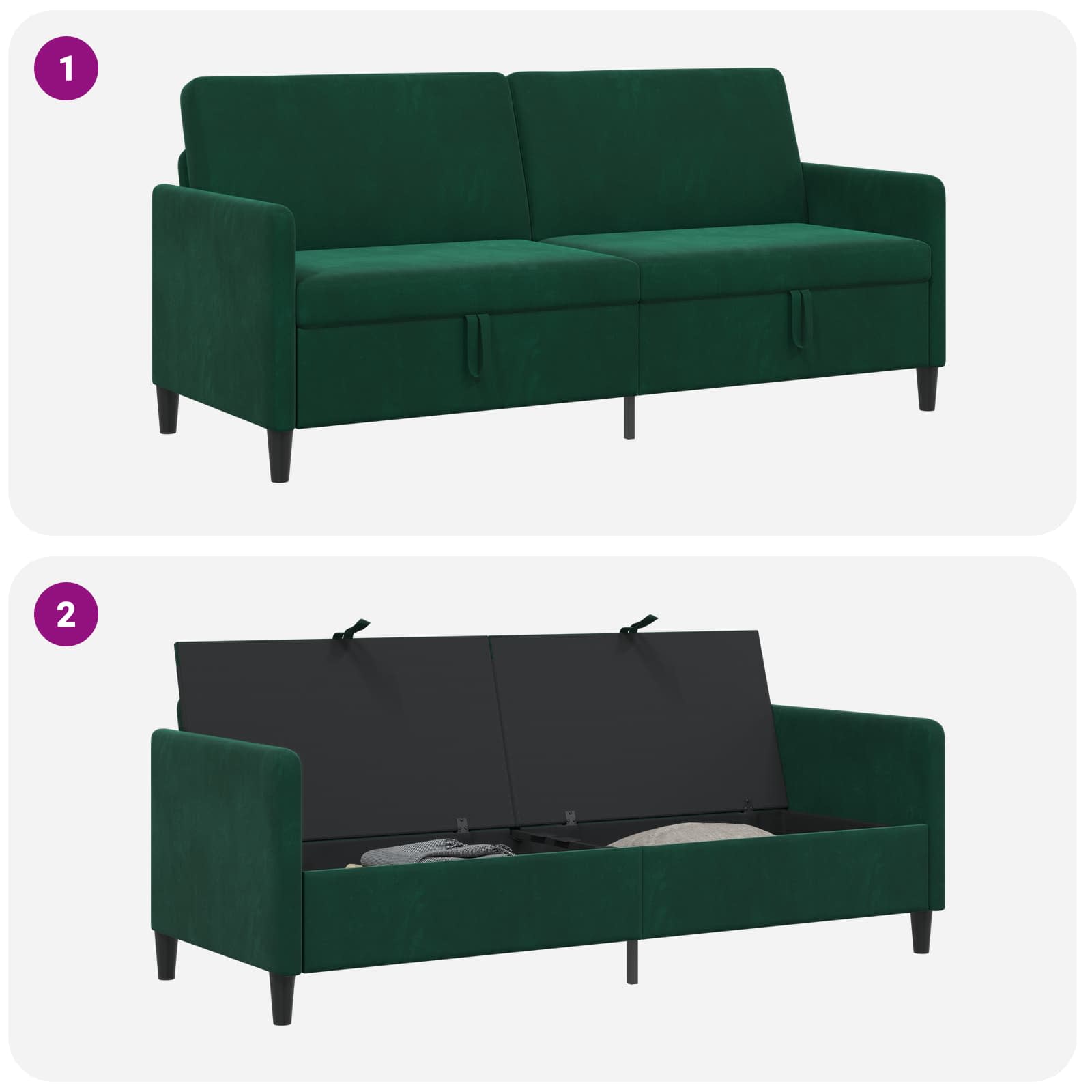 Sofa s pohranom Tamnozelena 192 x 78 x 87 cm Poliester