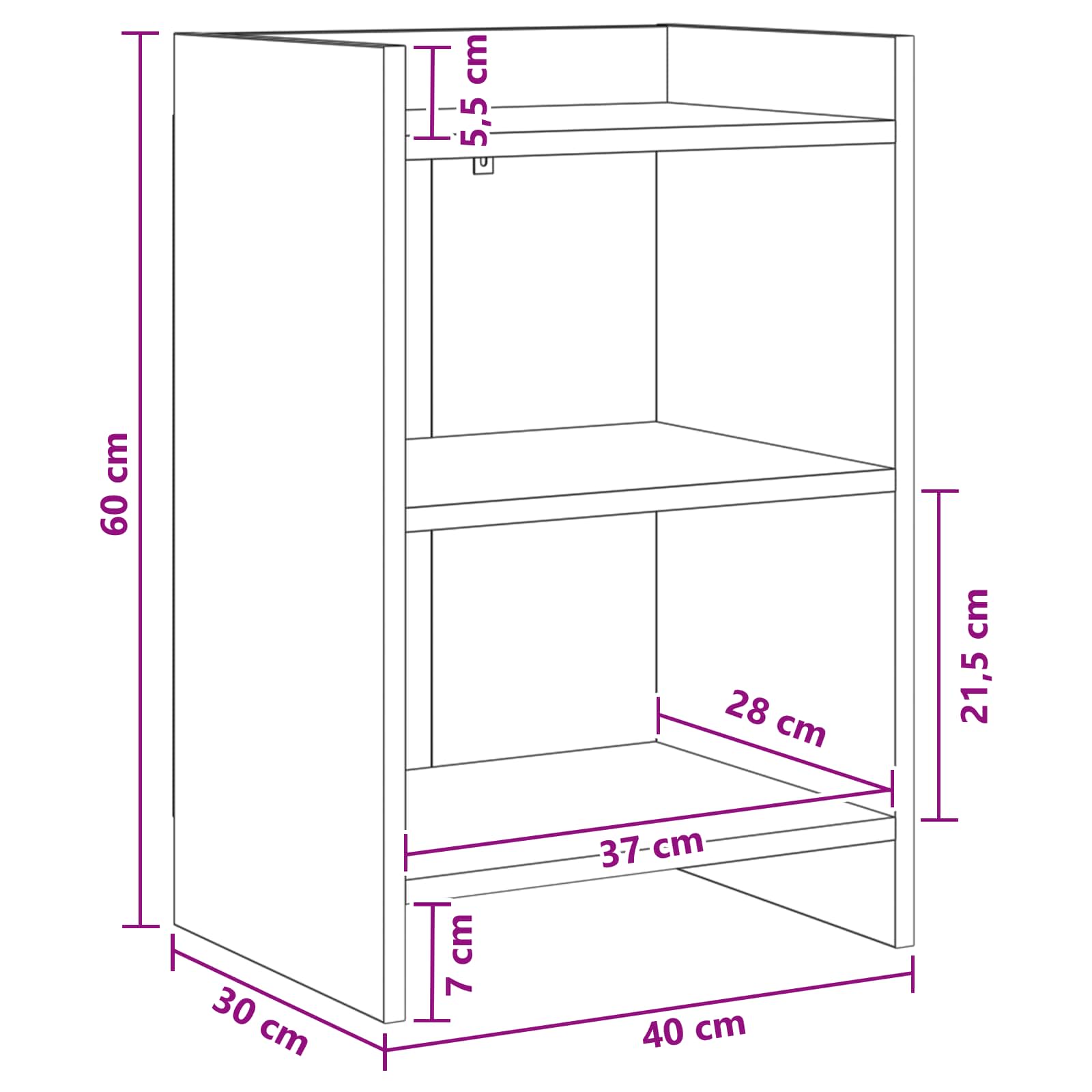 Noćni ormarići 2 pcs Dimljeni hrast 40 x 30 x 60 cm