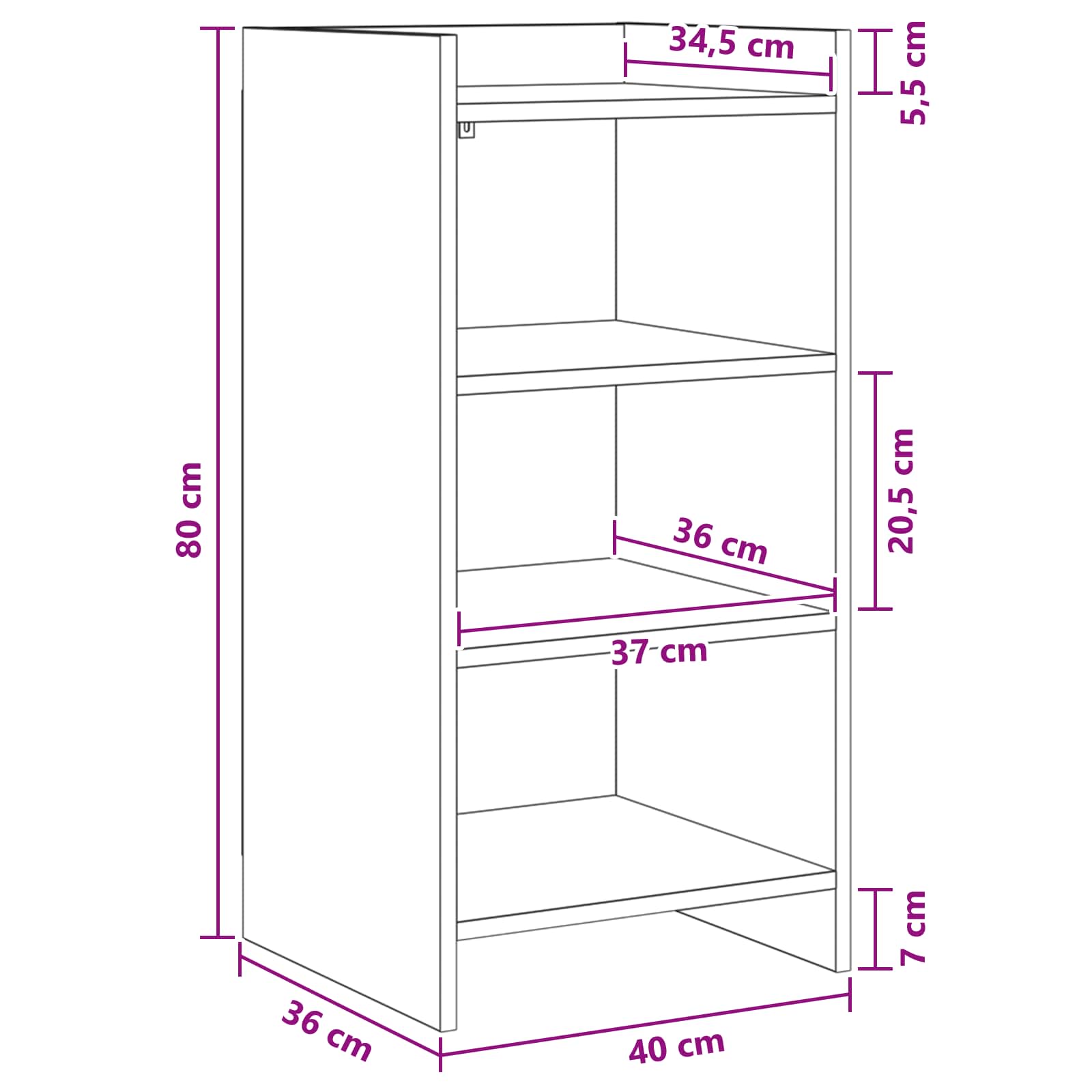 Kreveta Dimljeni hrast 40 x 36 x 80 cm Konstruirano drvo
