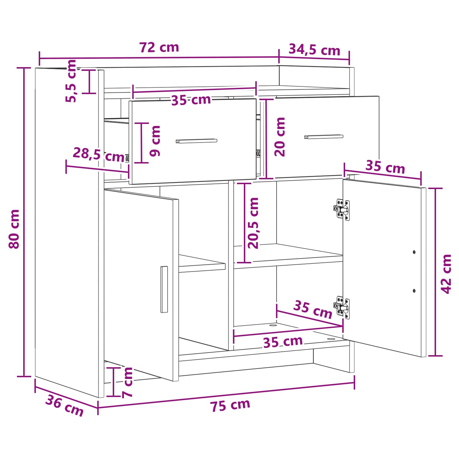 Kreveta Betonska siva 75 x 36 x 80 cm Konstruirano drvo