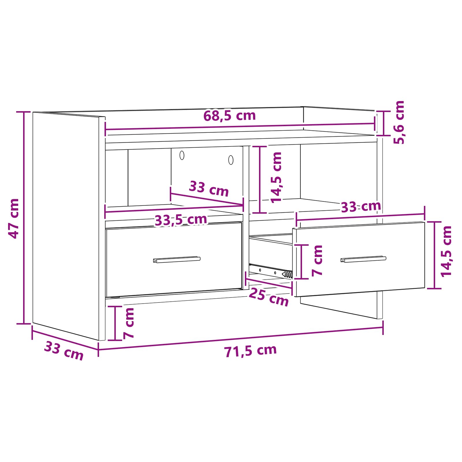 TV ormar 71,5 x 33 x 47 cm Betonska siva Konstruirano drvo