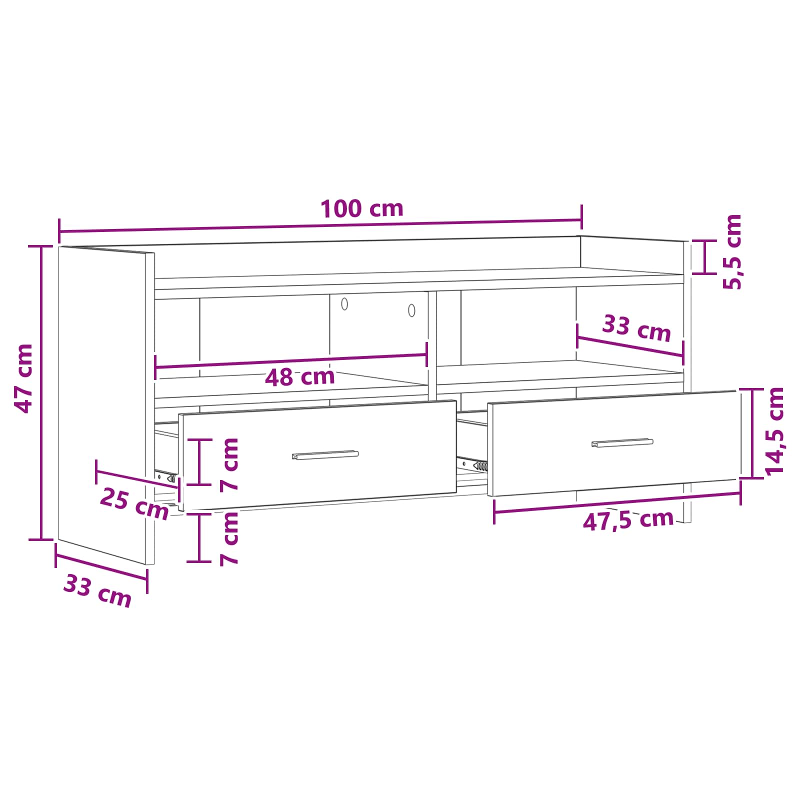 TV ormar 100 x 33 x 47 cm Staro drvo Konstruirano drvo