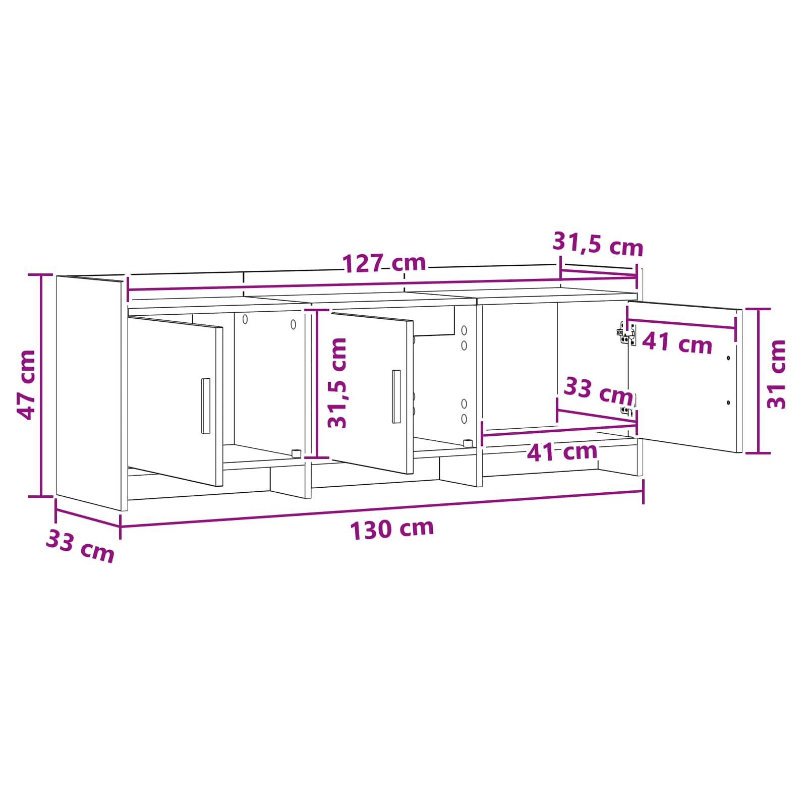 TV ormar 130 x 33 x 47 cm Staro drvo Konstruirano drvo