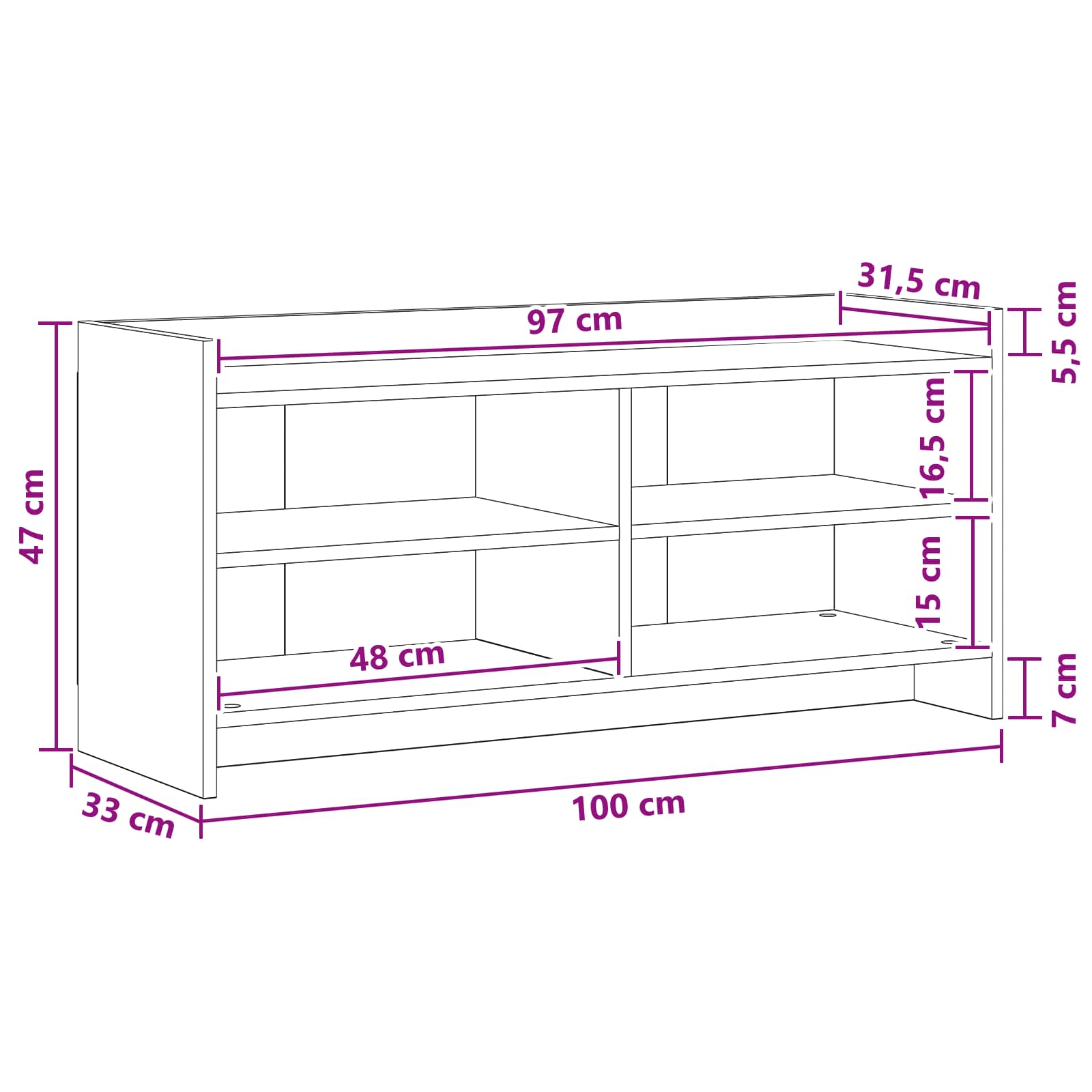 TV ormar 100 x 33 x 47 cm Staro drvo Konstruirano drvo
