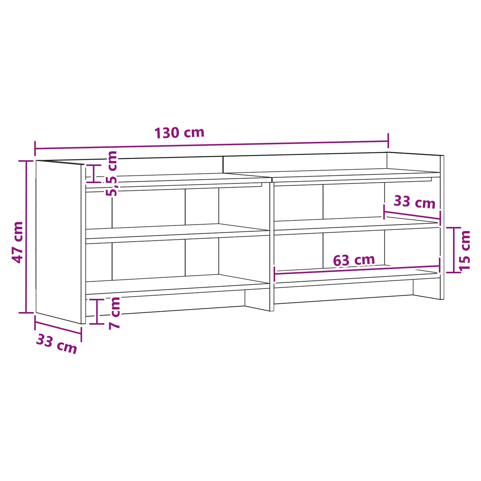 TV ormar 135 x 33 x 47 cm Staro drvo Konstruirano drvo