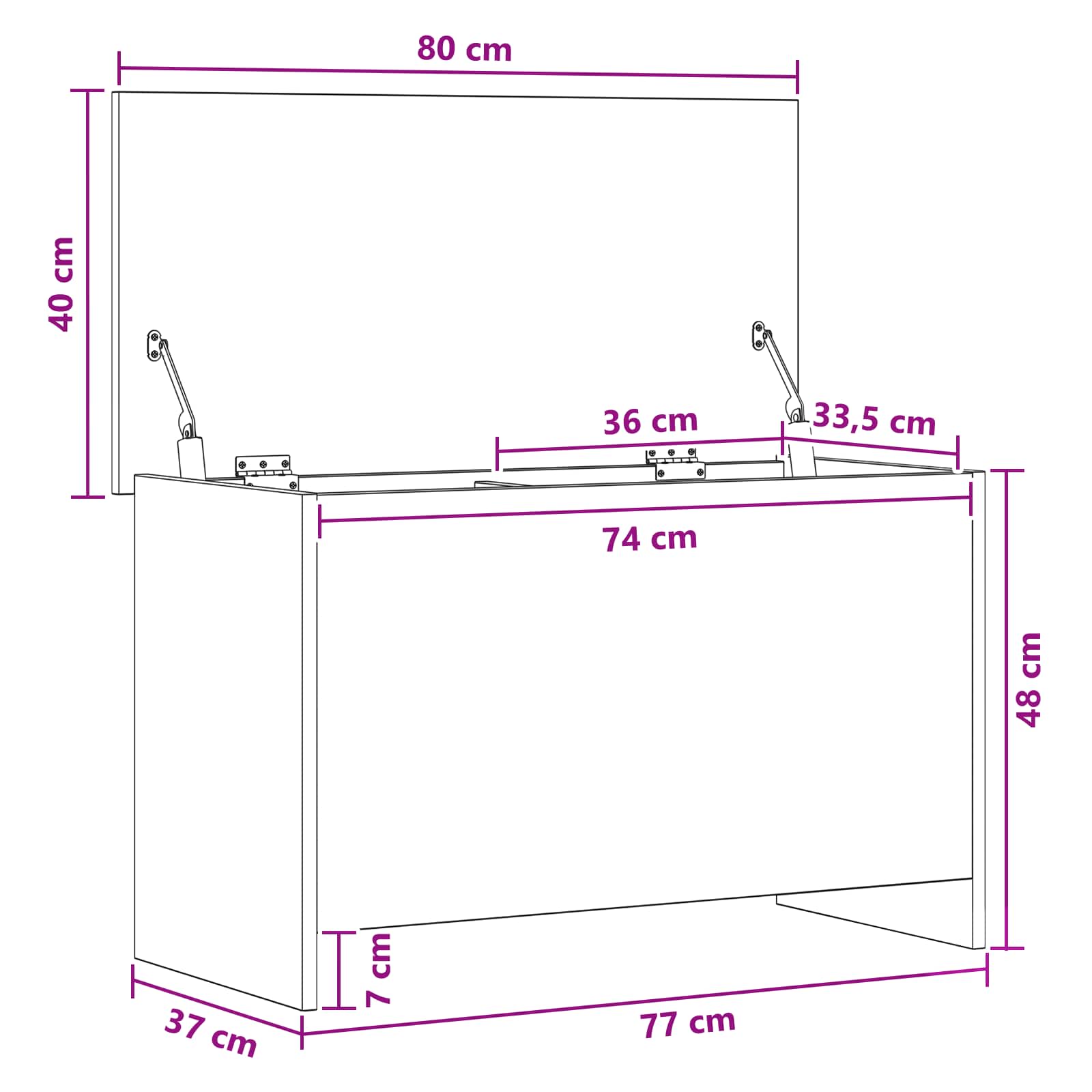 Skladišni kovčeg Crni hrast 80 x 40 x 50 cm Konstruirano drvo