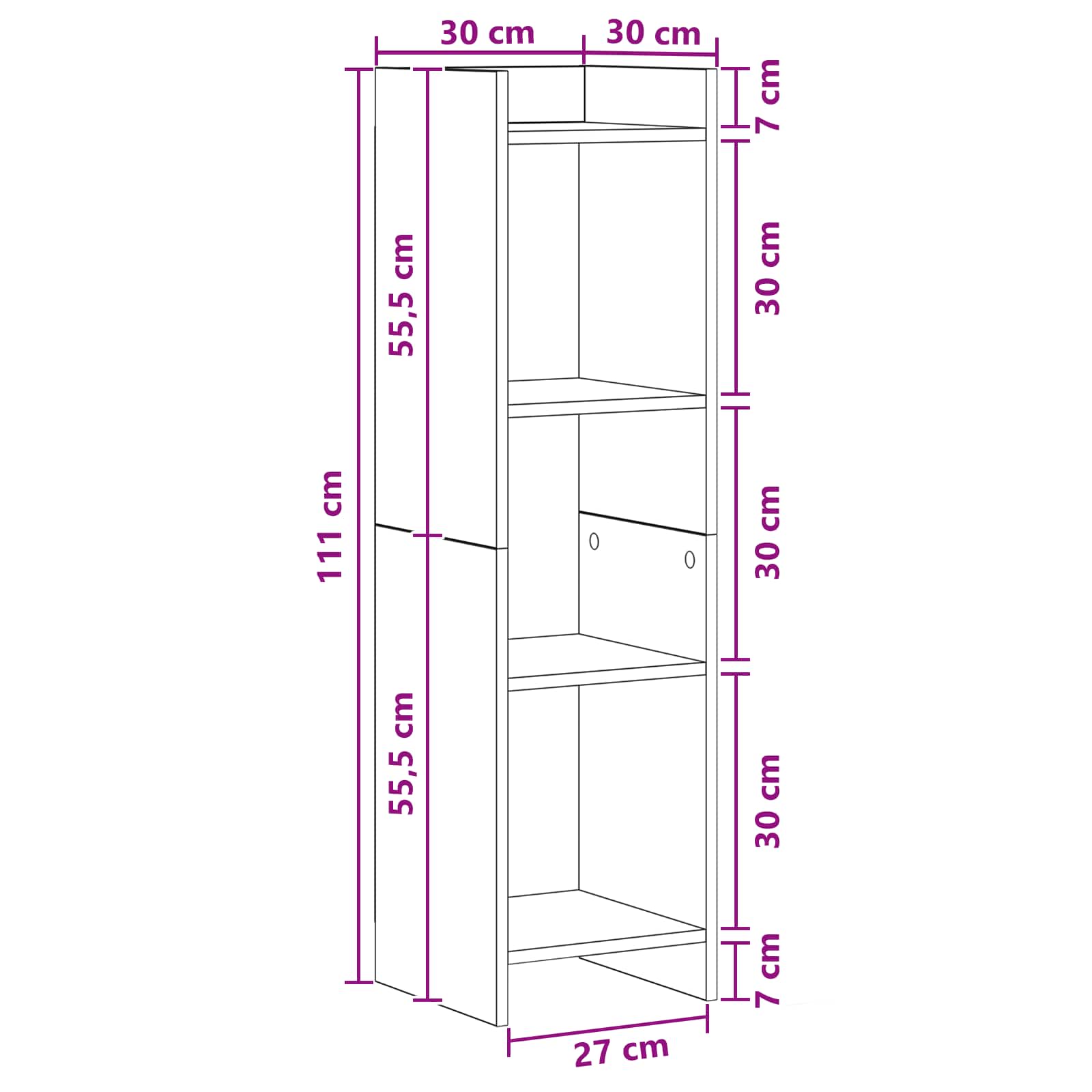 Police za knjige Siva Sonoma 30 x 30 x 111 cm Konstruirano drvo