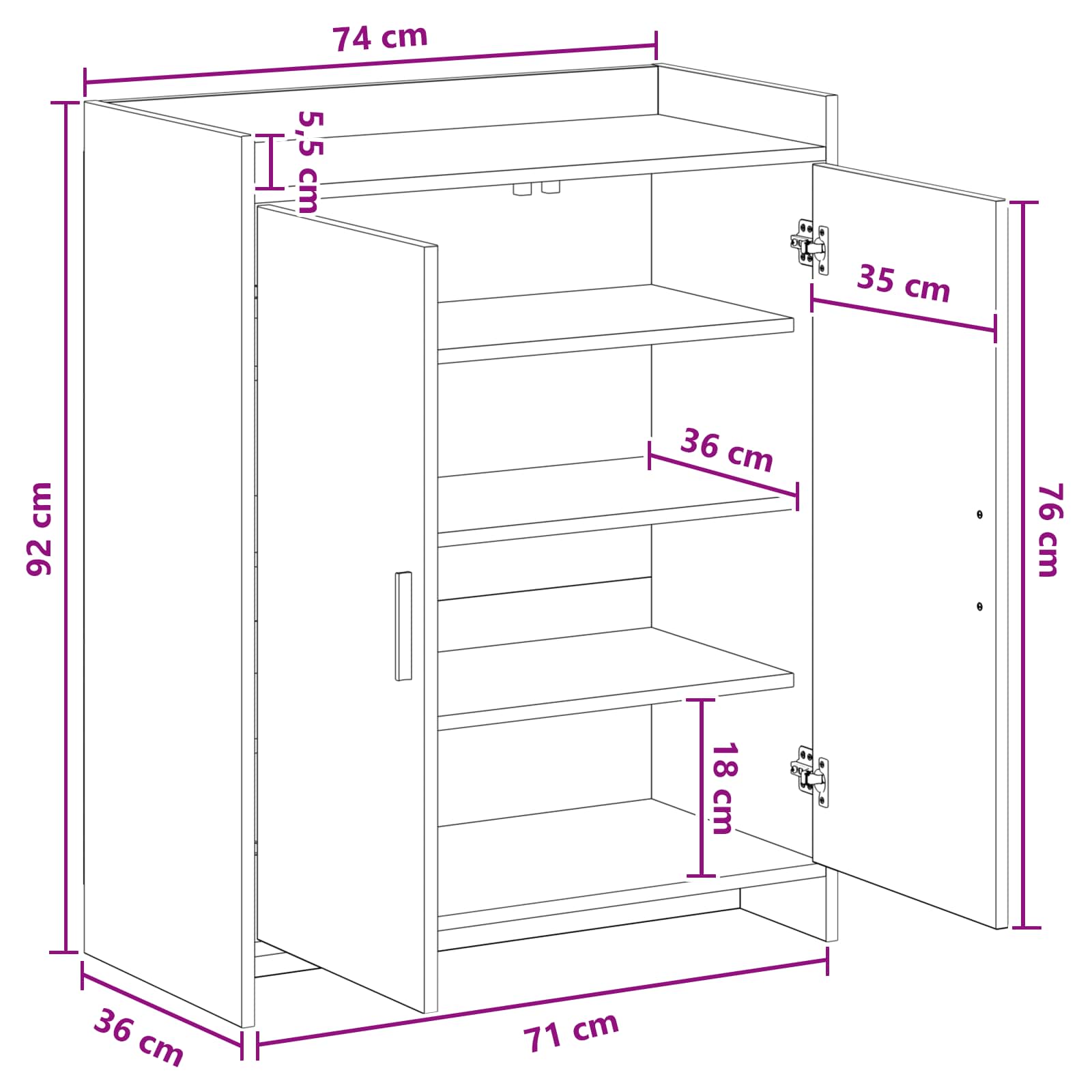 Ormar za cipele Crni hrast 73,5 x 36 x 92 cm Konstruirano drvo