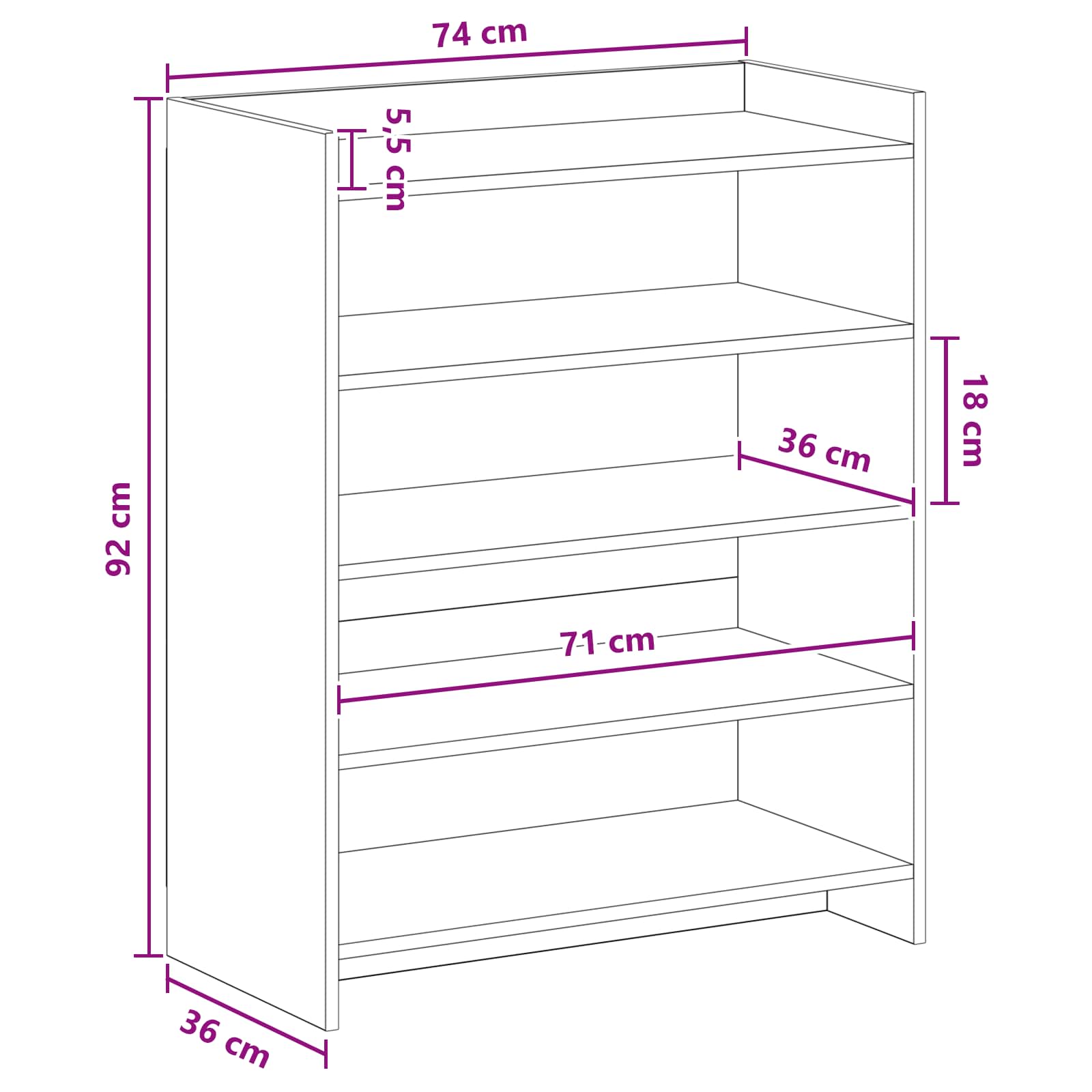Ormar za cipele Crni hrast 73,5 x 36 x 92 cm Konstruirano drvo