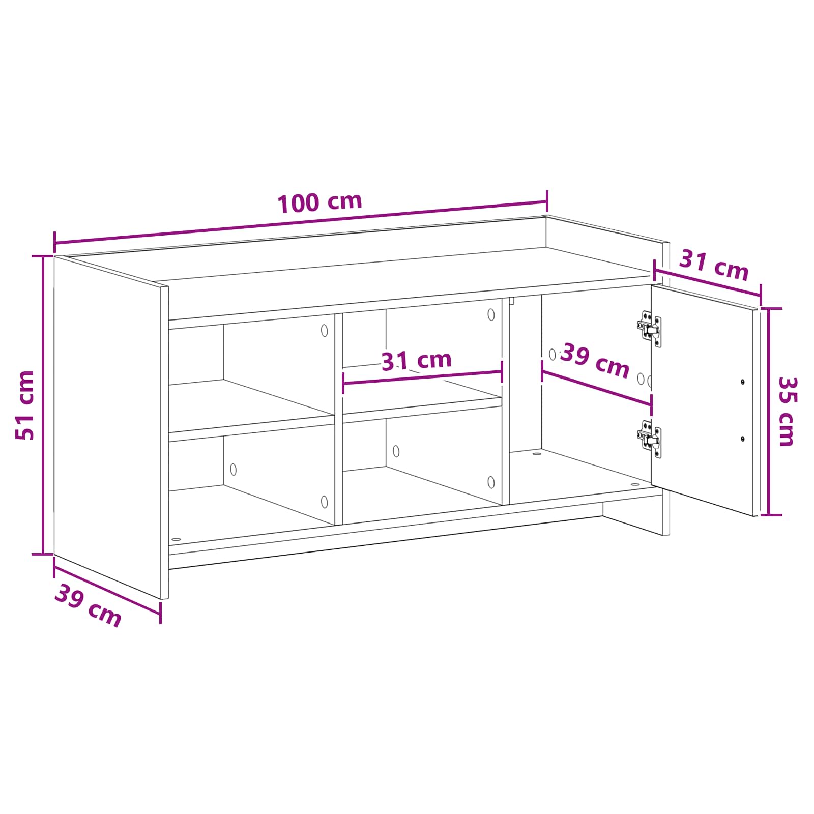 Ormar za cipele s pohranom Dimljeni hrast 100 x 39,5 x 51 cm