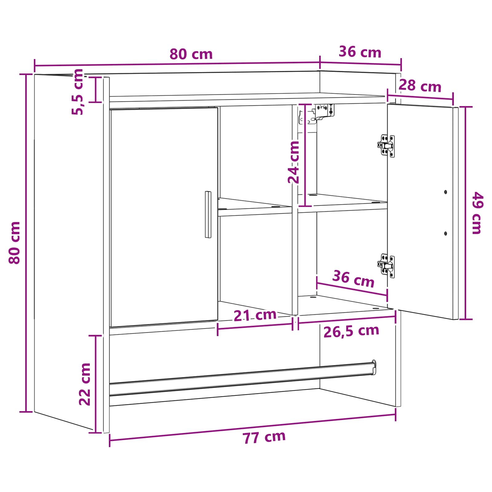 Polica na zidu Zidna montaža Crni hrast 80 x 36 x 80 cm