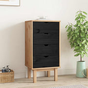 Komoda s ladicama OTTA Crna 45 x 39 x 90 cm Masivna borovina