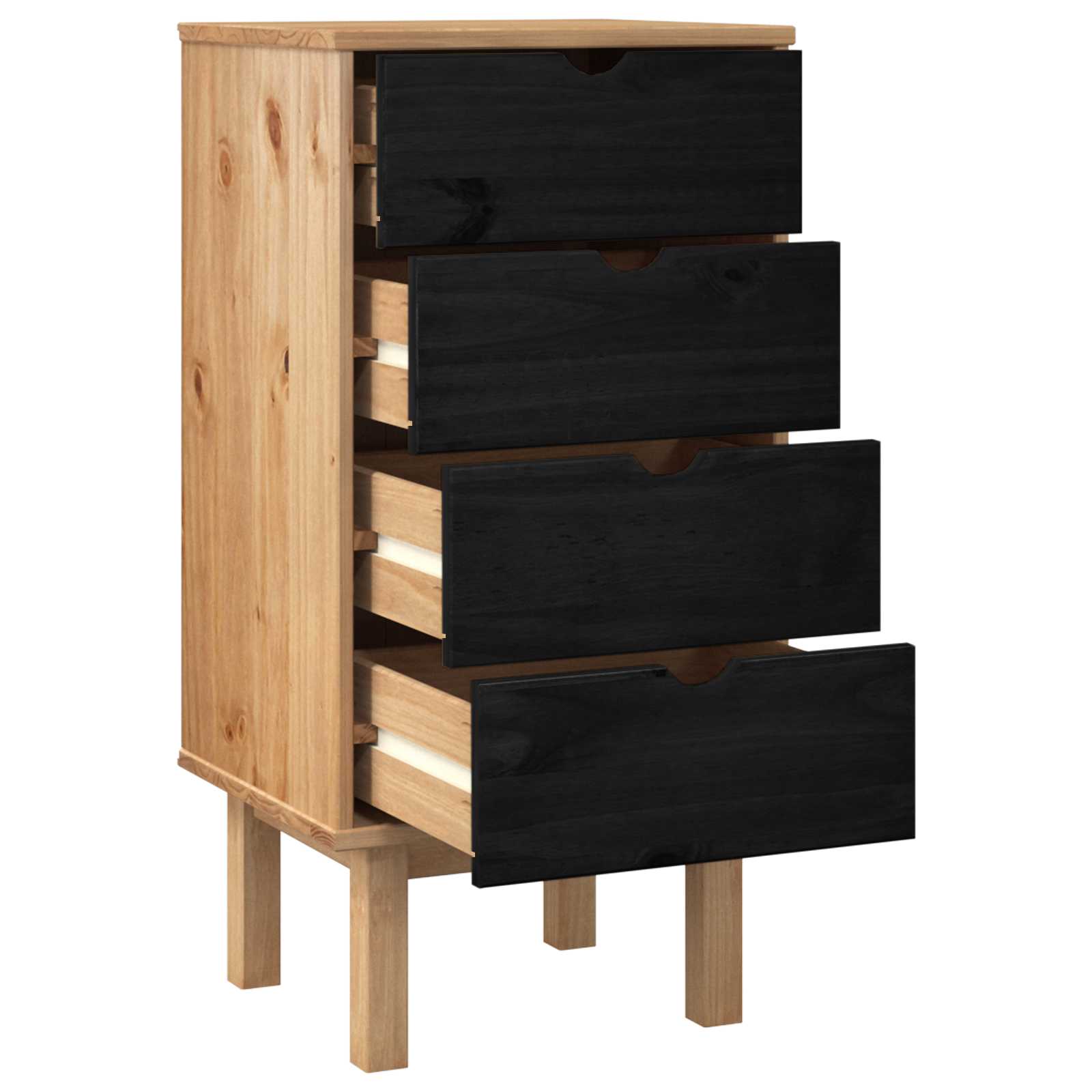 Komoda s ladicama OTTA Crna 45 x 39 x 90 cm Masivna borovina
