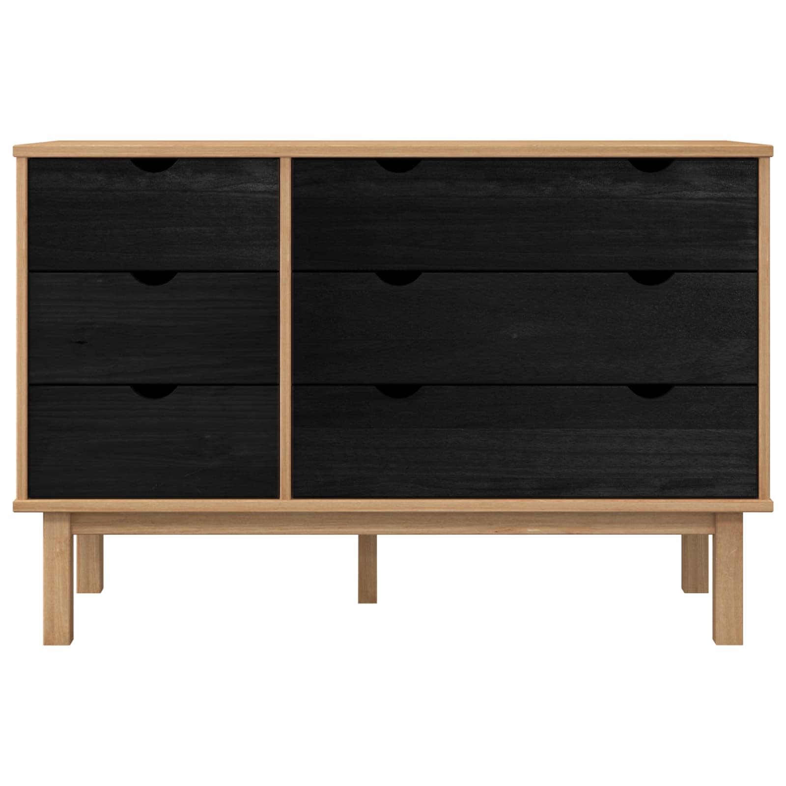 Ormar s ladicama OTTA Crna 111 x 43 x 73,5 cm Masivna borovina