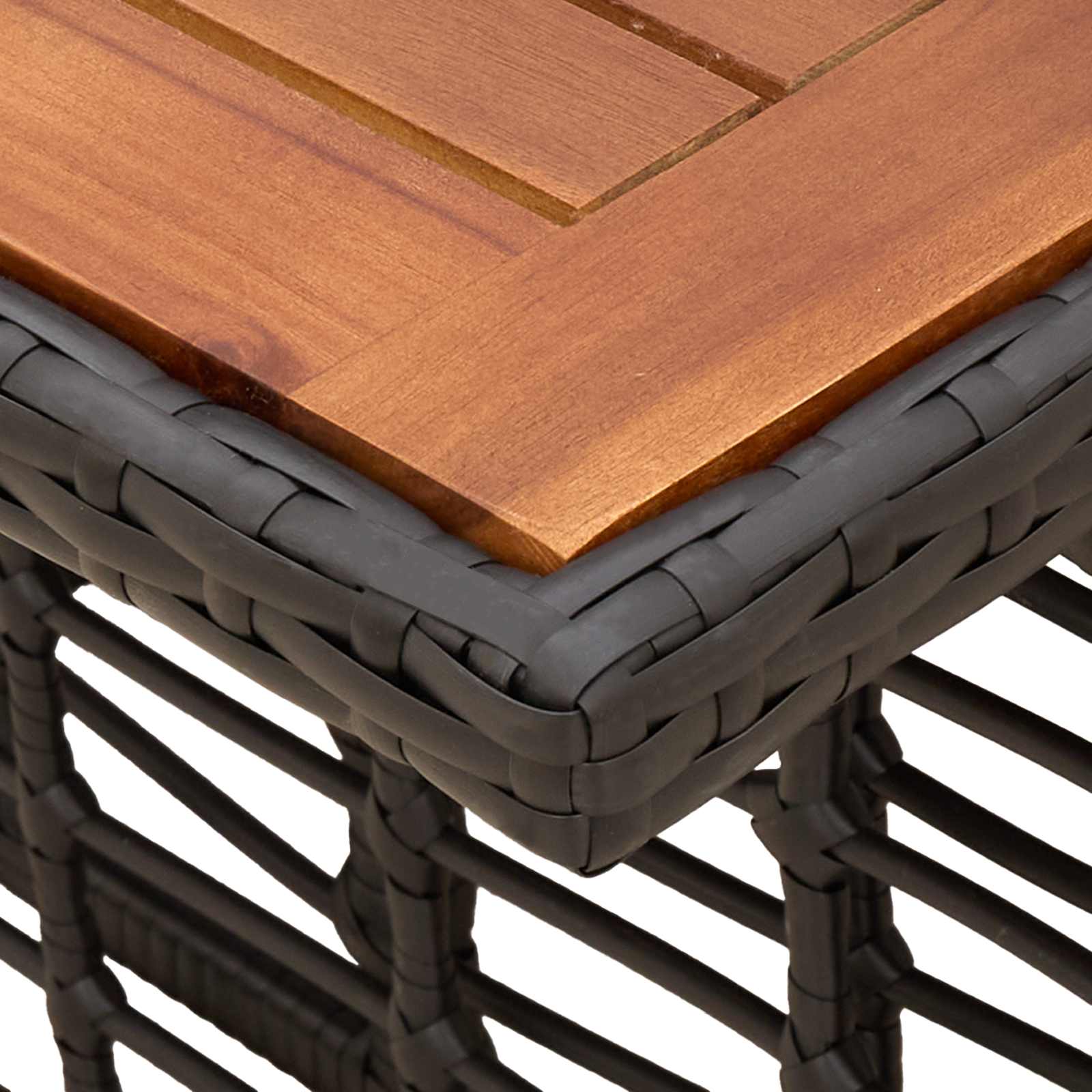 Stol za vrt Crna i prirodna 100 x 55 x 37 cm PE Rattan i Staklo