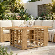 Stol za vrt Prirodna 100 x 55 x 37 cm PE Rattan i Staklo