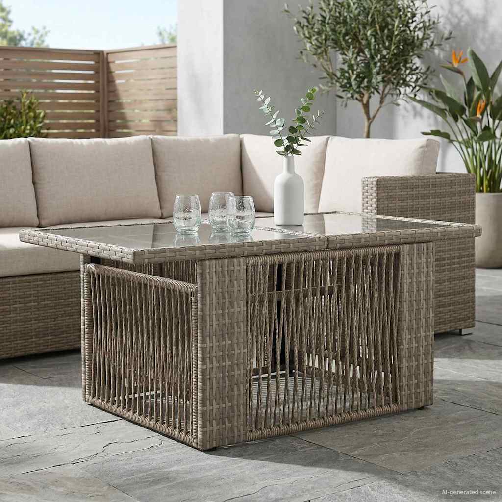 Stol za vrt Siva 100 x 55 x 37 cm PE Rattan i Staklo